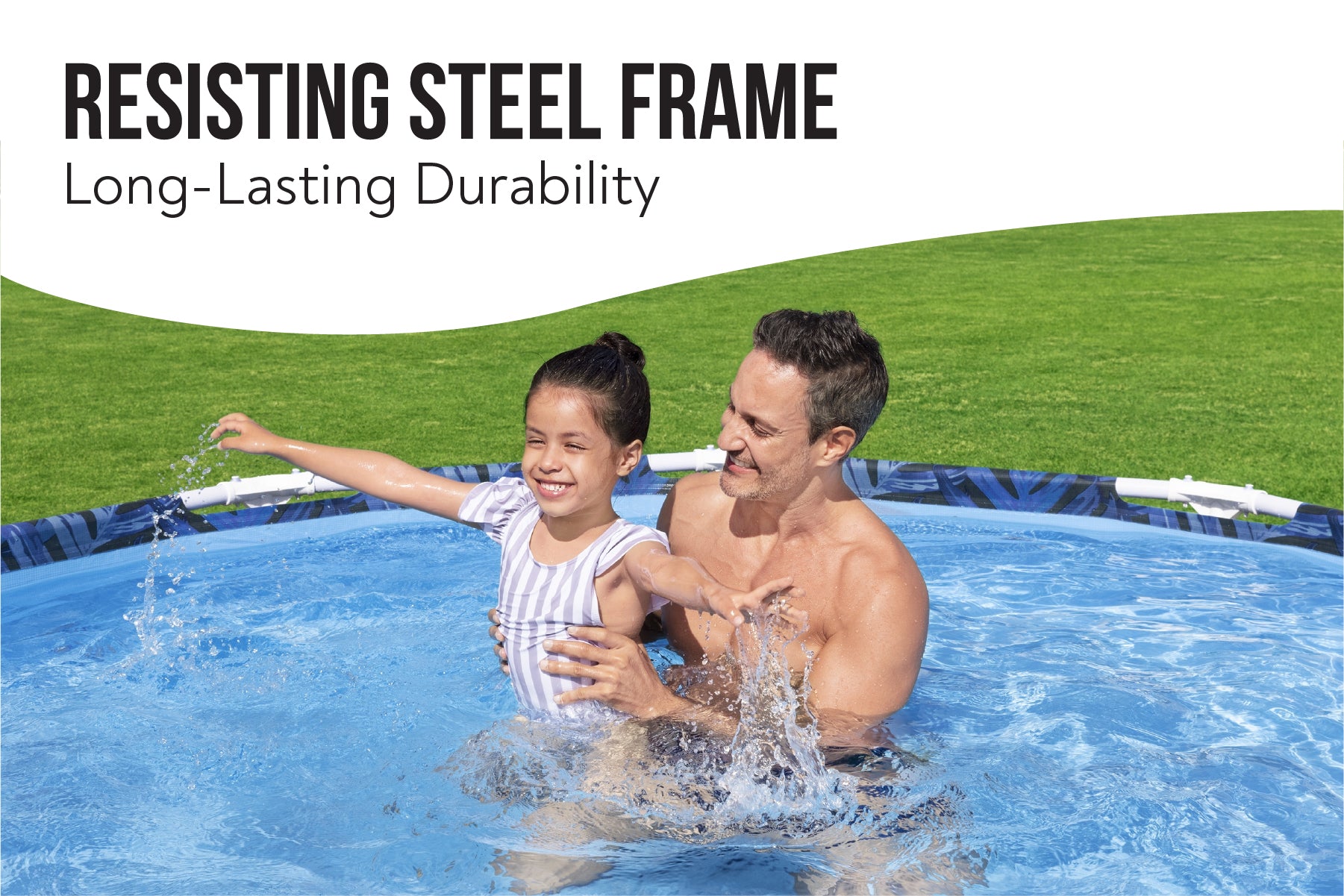 10ft x 26in Leaf Print Round Steel Pro Above Ground Pool