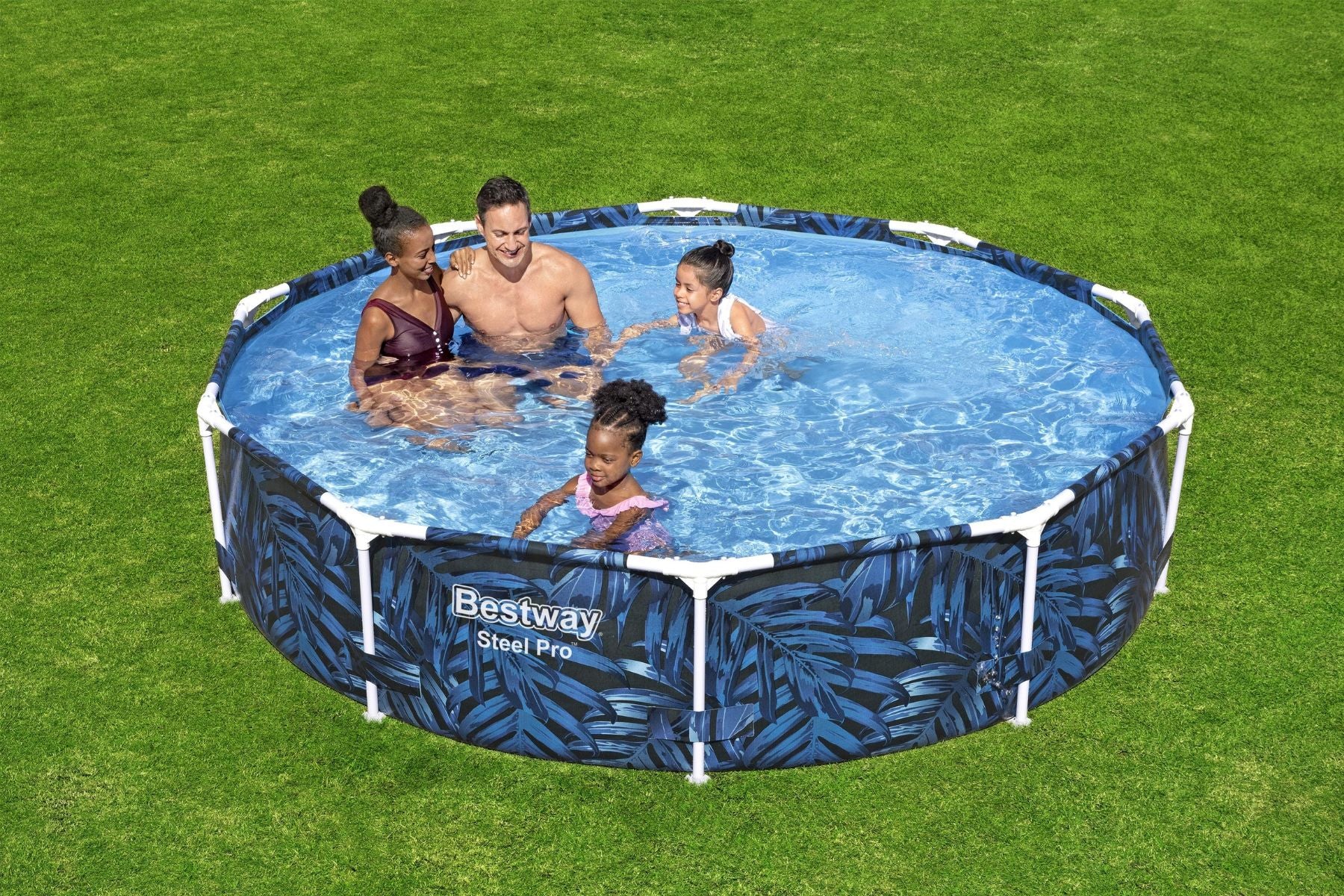 10ft x 26in Leaf Print Round Steel Pro Above Ground Pool