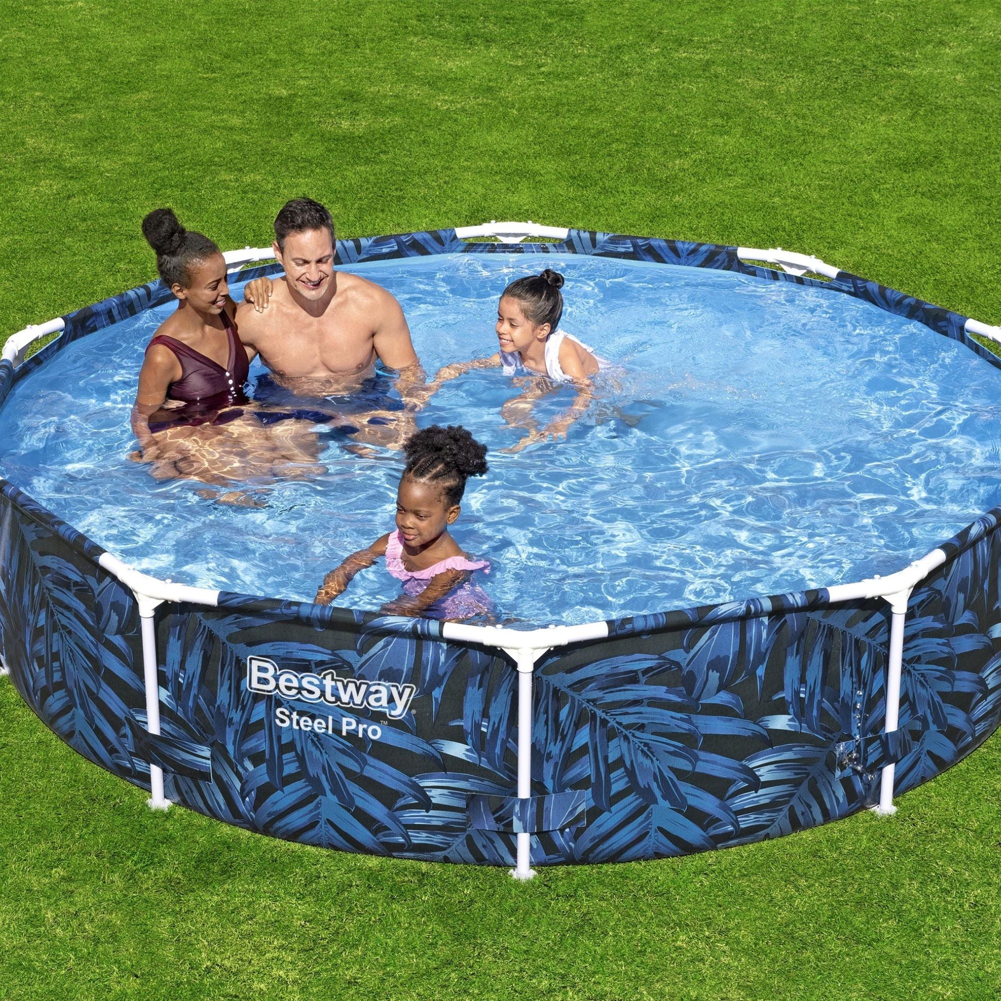 10ft x 26in Leaf Print Round Steel Pro Above Ground Pool - Outlet