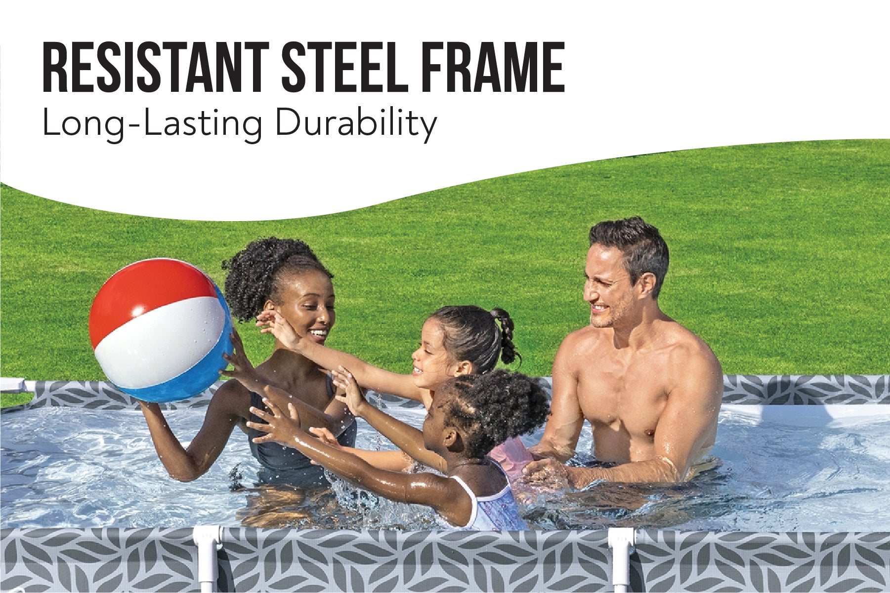 12ft x  26in Leaf Print Rectangle Steel Pro Above Ground Pool Set