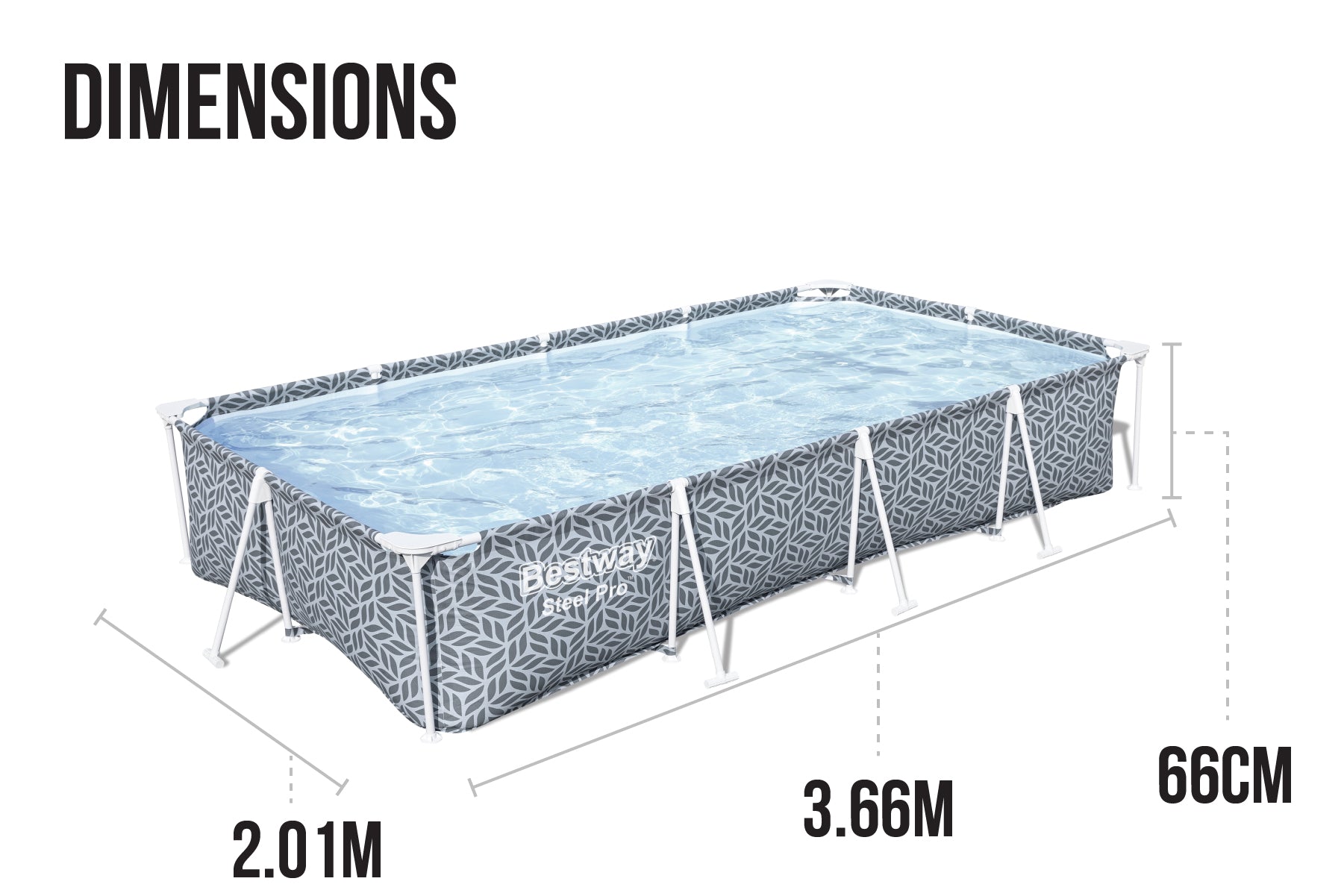 12ft x  26in Leaf Print Rectangle Steel Pro Above Ground Pool Set