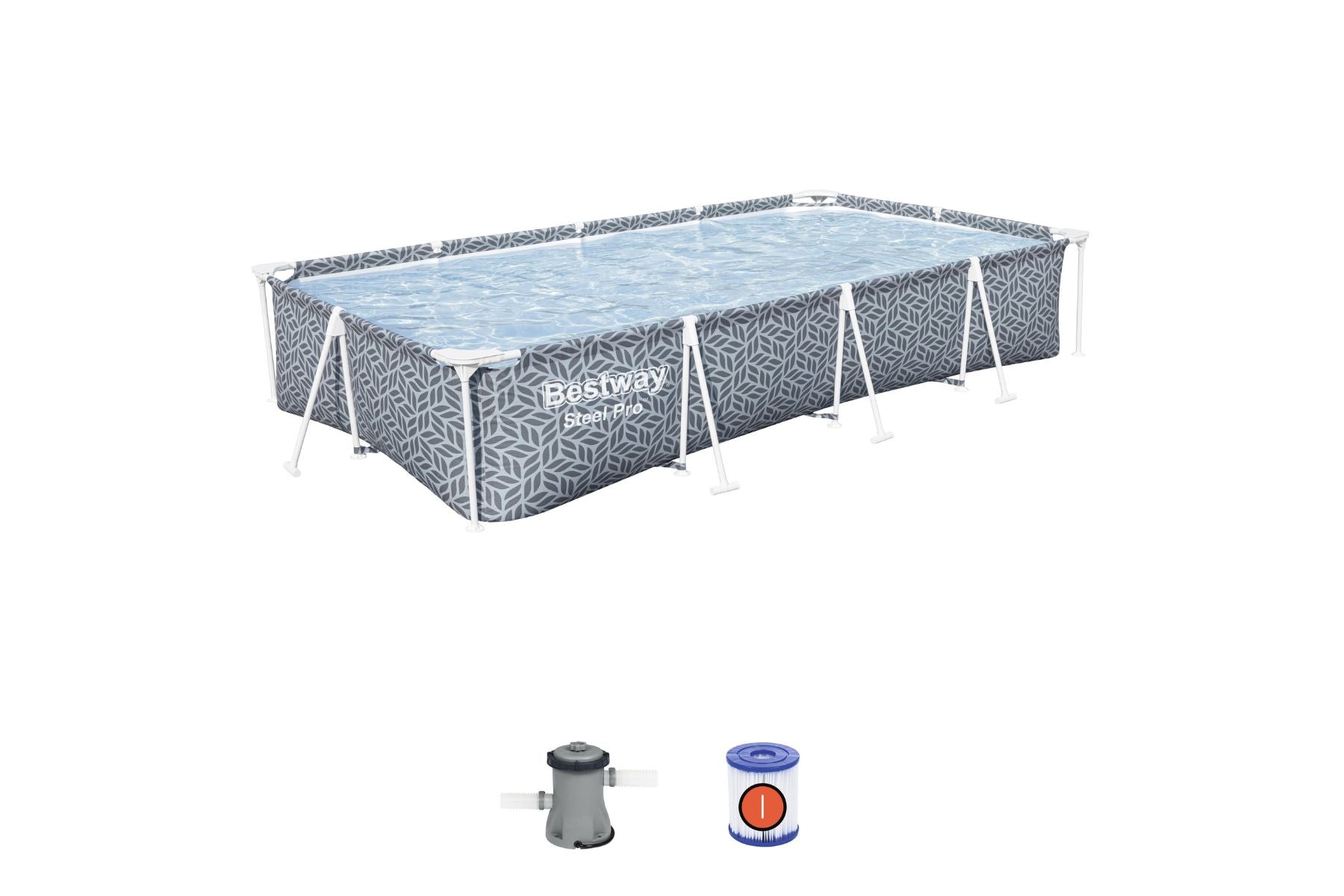 12ft x  26in Leaf Print Rectangle Steel Pro Above Ground Pool Set