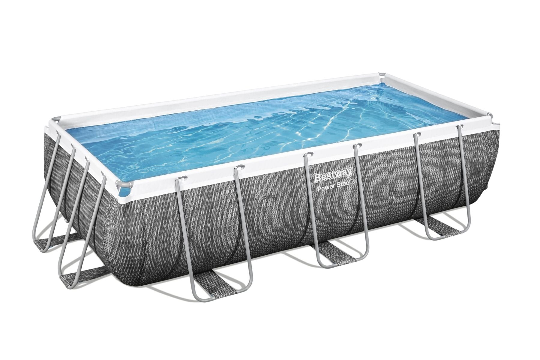 13.3ft x 39.5inch Rattan Print Rectangle Power Steel Above Ground Pool Set - Outlet