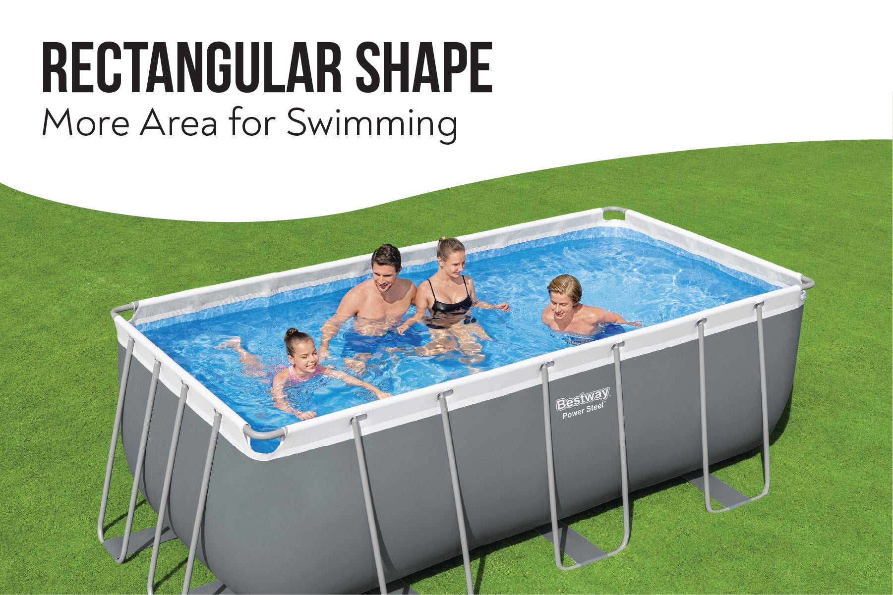 13.6ft x 48in Dark Grey Rectangle Power Steel Above Ground Pool Set