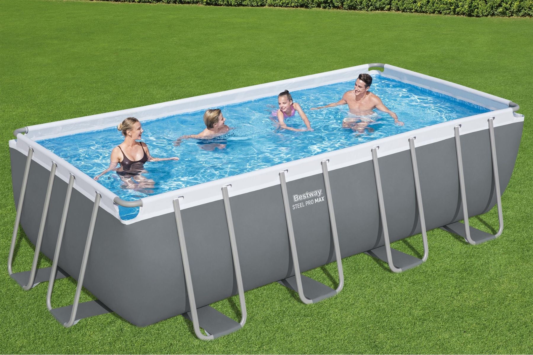 16ft x 48in Dark Grey Rectangle Power Steel Above Ground Pool Set