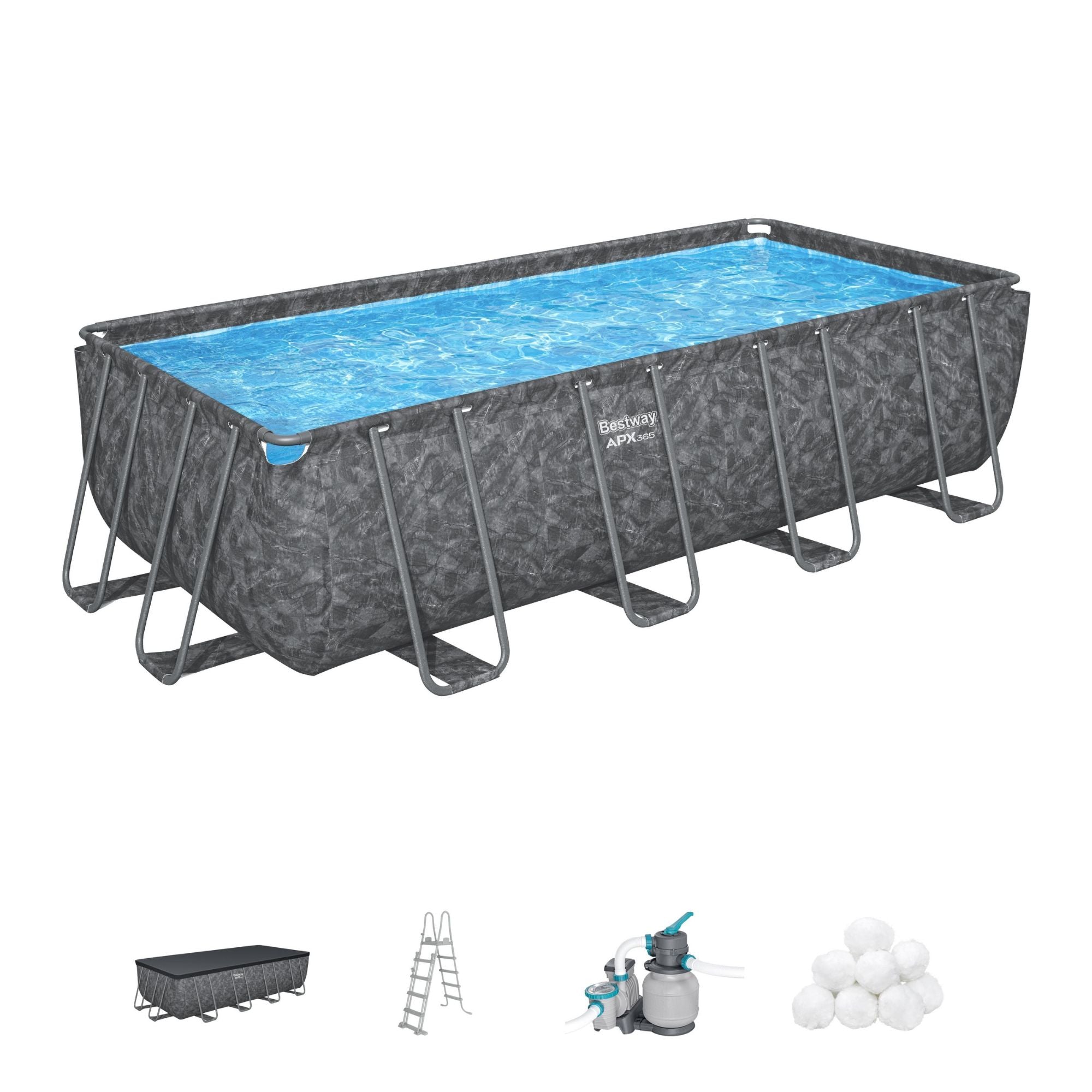 18ft x 52in Grey Rectangular APX 365 Steel Above Ground Pool Set