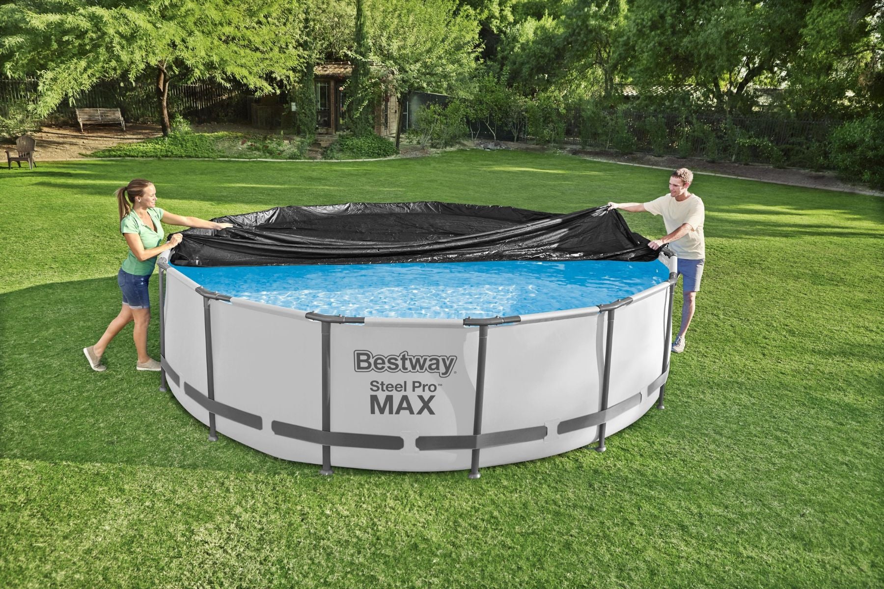 15ft Round Pool Cover for Steel Pro Max Above Ground Pools