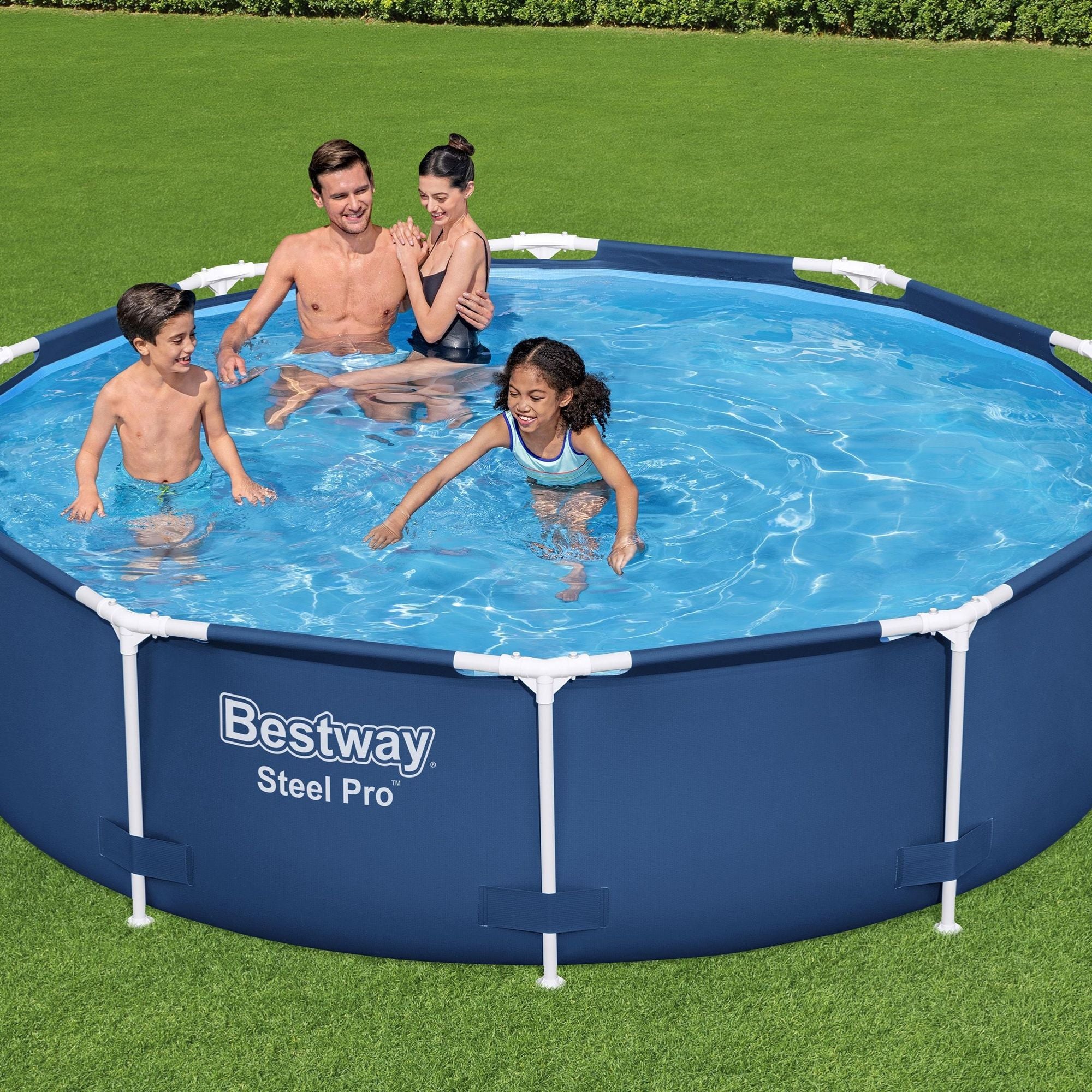 10ft x 30in Navy Blue Round Steel Pro Above Ground Pool Set - Outlet