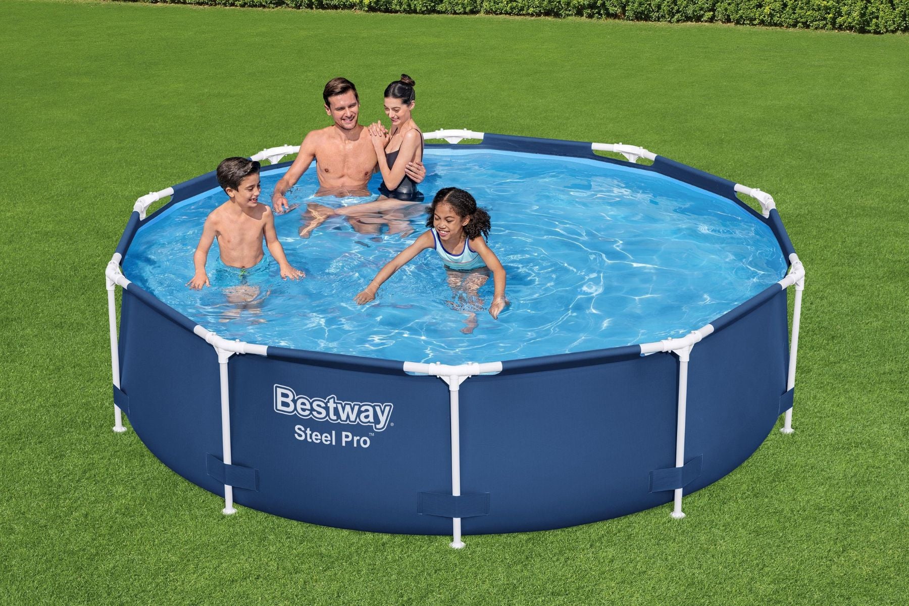 10ft x 30in Navy Blue Round Steel Pro Above Ground Pool Set - Outlet