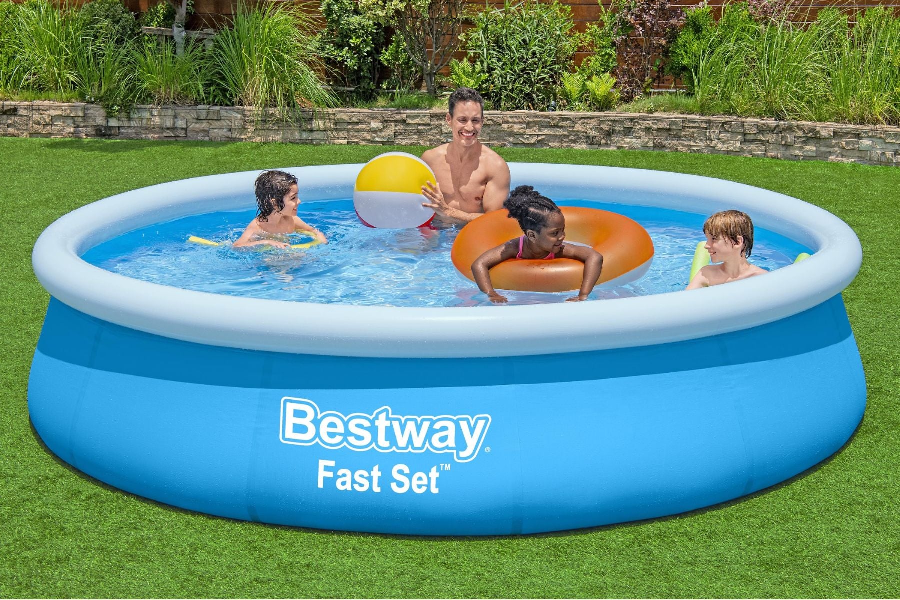 12ft x 30in Blue Round Fast Set Inflatable Above Ground Pool Set