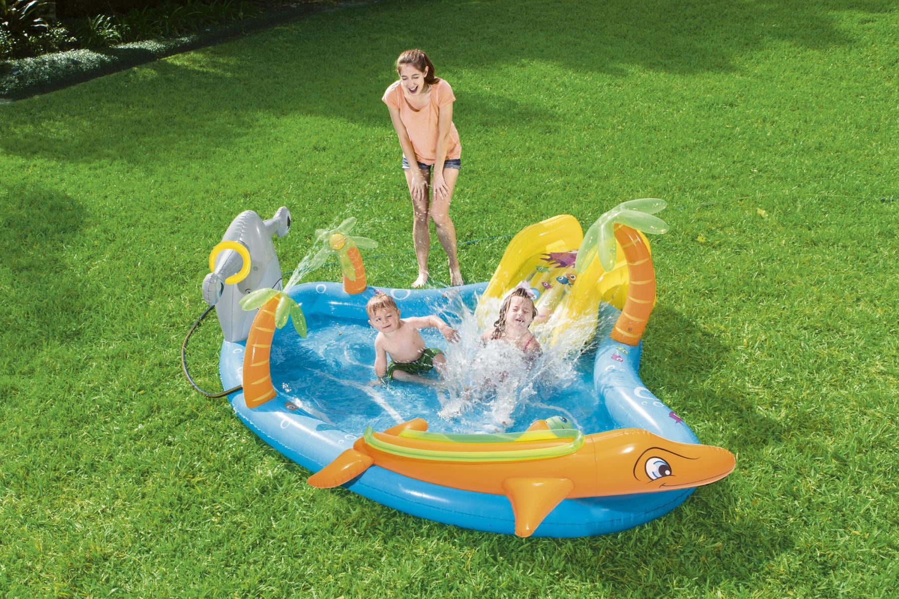 Kids Inflatable Sea Life Paddling Pool Water Play Centre, with Activities