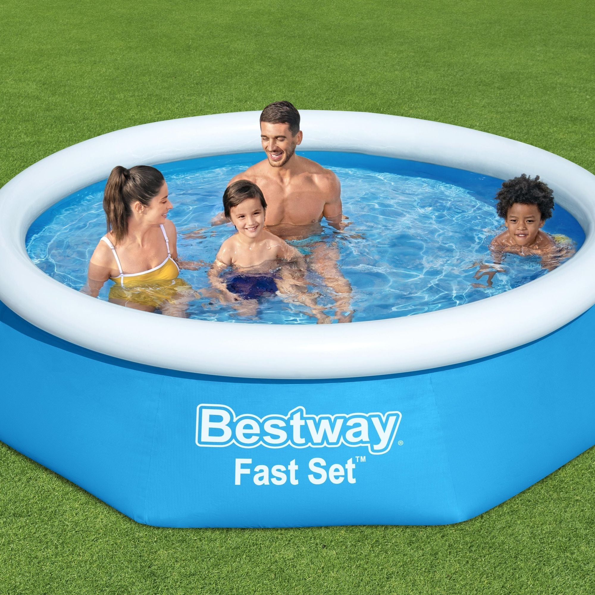 8ft x 24inch Blue Round Fast Set Inflatable Above Ground Pool