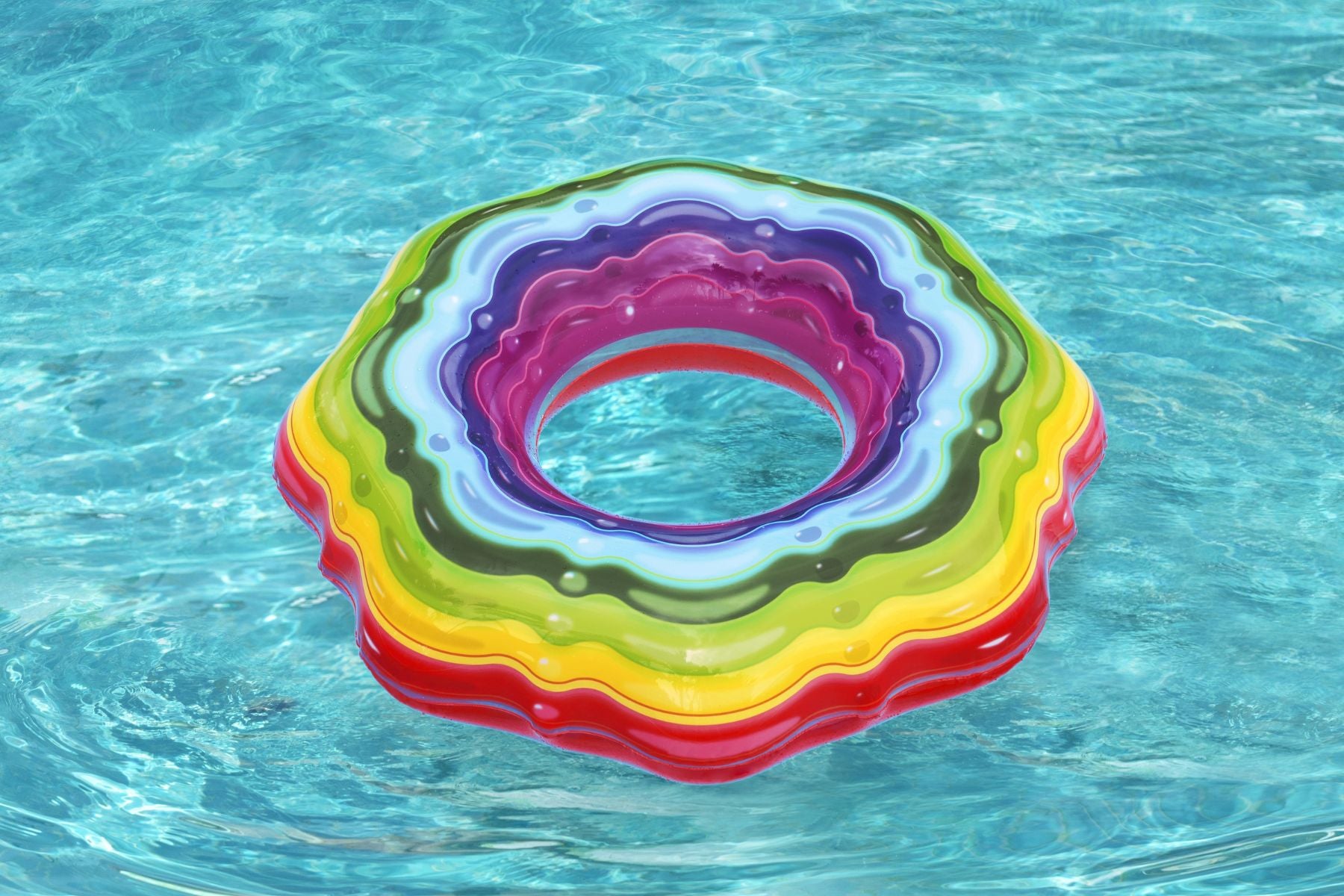 Inflatable Rainbow Ribbon Swim Ring Pool Float