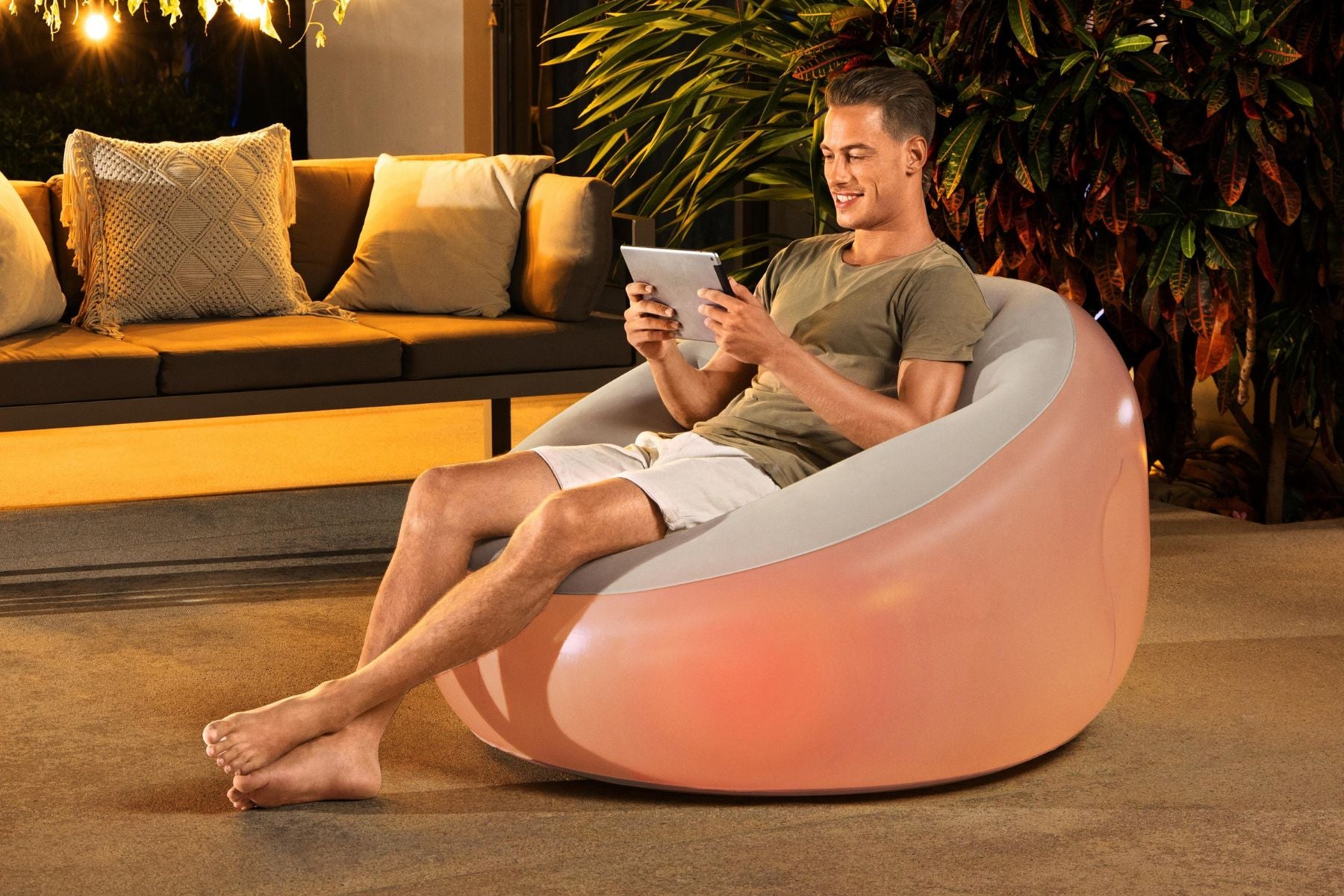 Inflatable Outdoor Luxury Chair with LED Lights