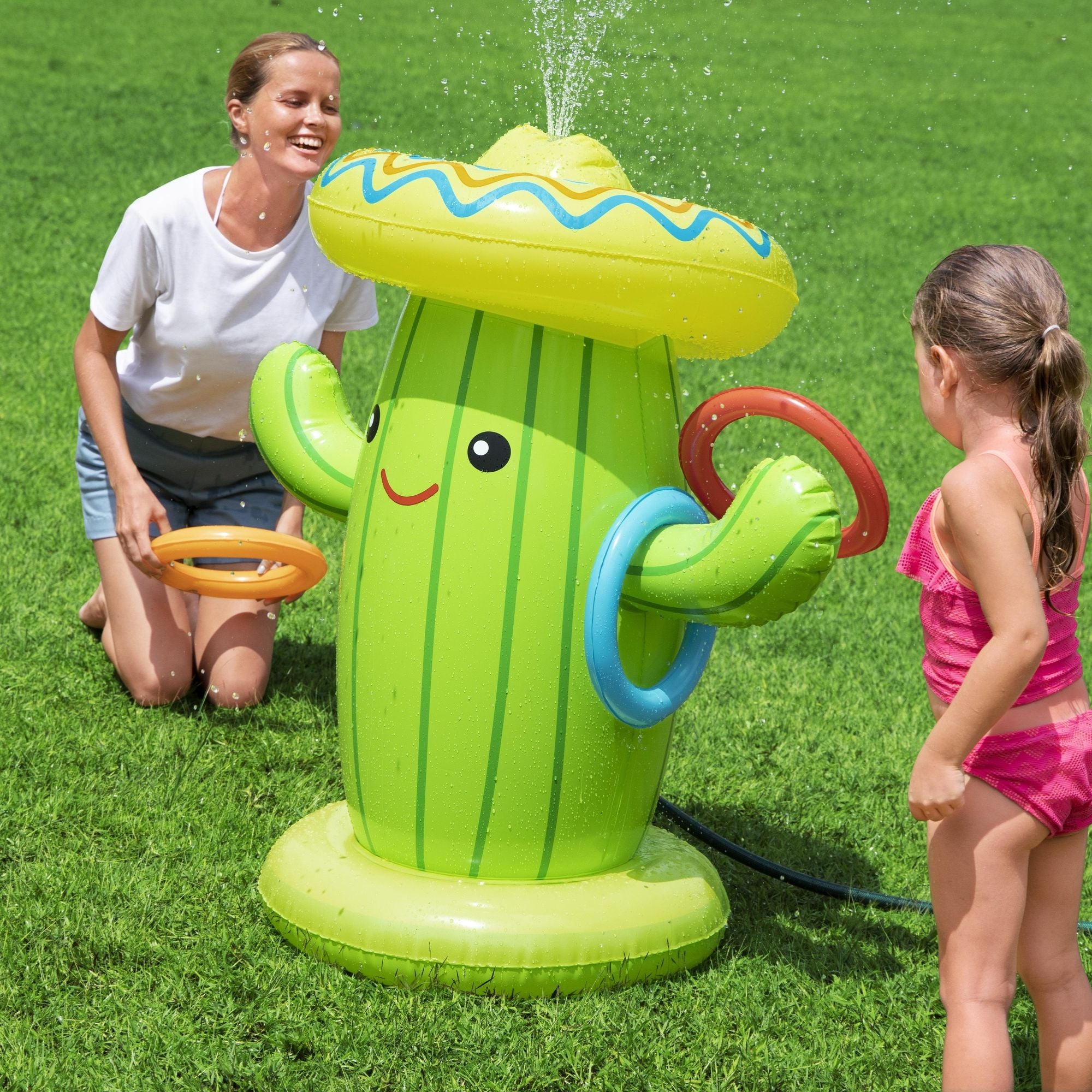 Inflatable Cacti Sprinkler, with Ring Toss