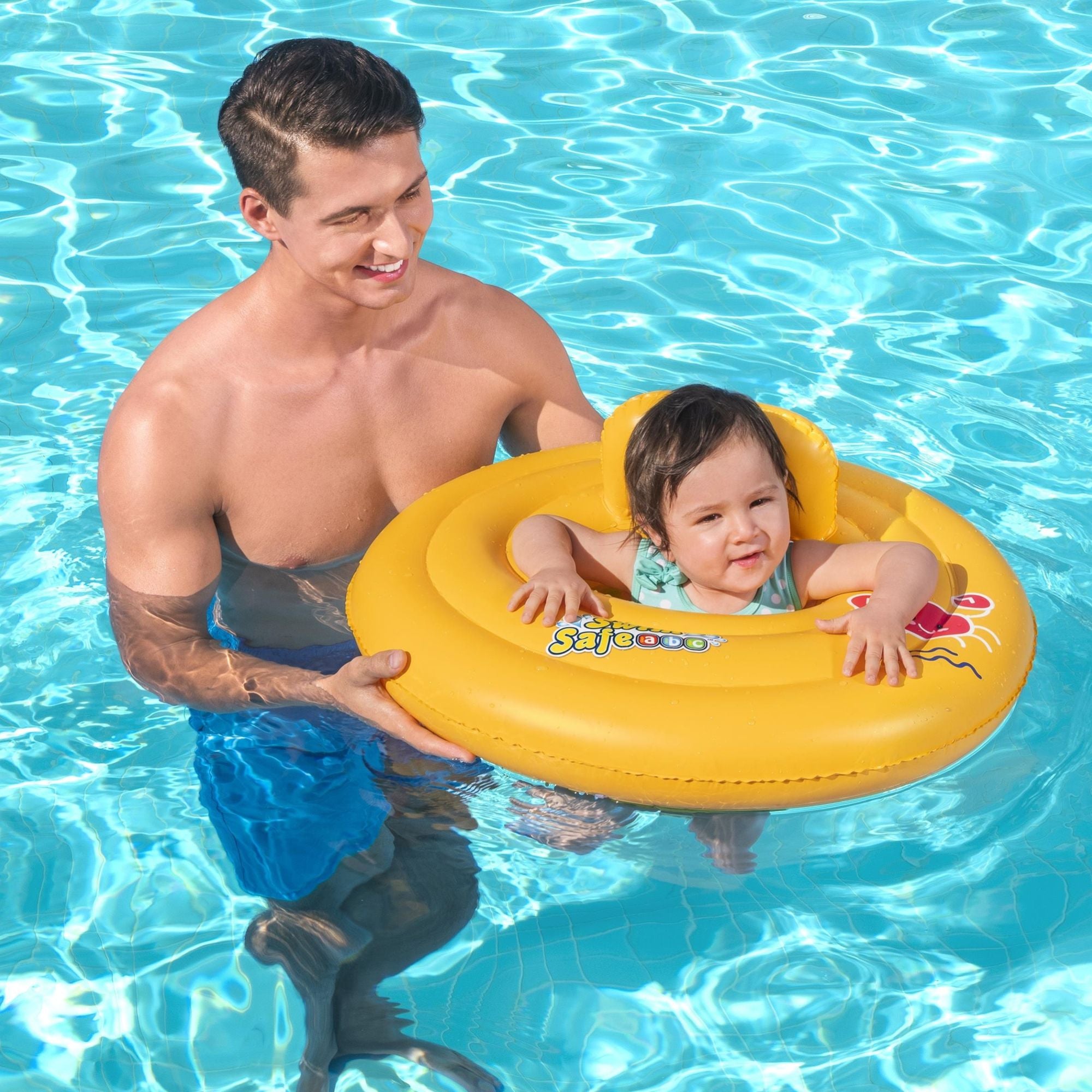 Inflatable Round Baby Boat Swim Ring, with Backrest