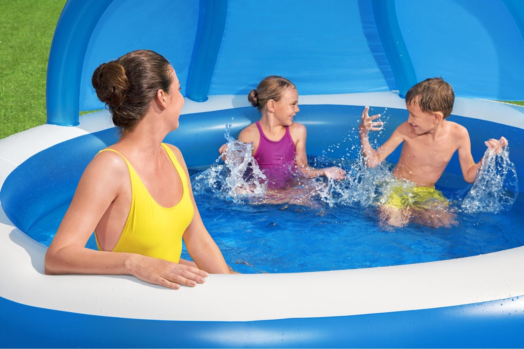 Kids Inflatable Paddling Pool with Canopy