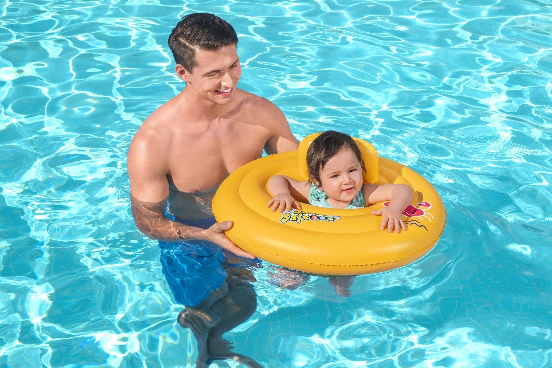 Inflatable Round Baby Boat Swim Ring, with Backrest