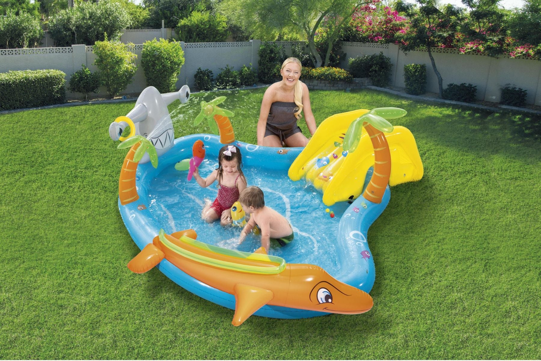 Kids Inflatable Sea Life Paddling Pool Water Play Centre, with Activities