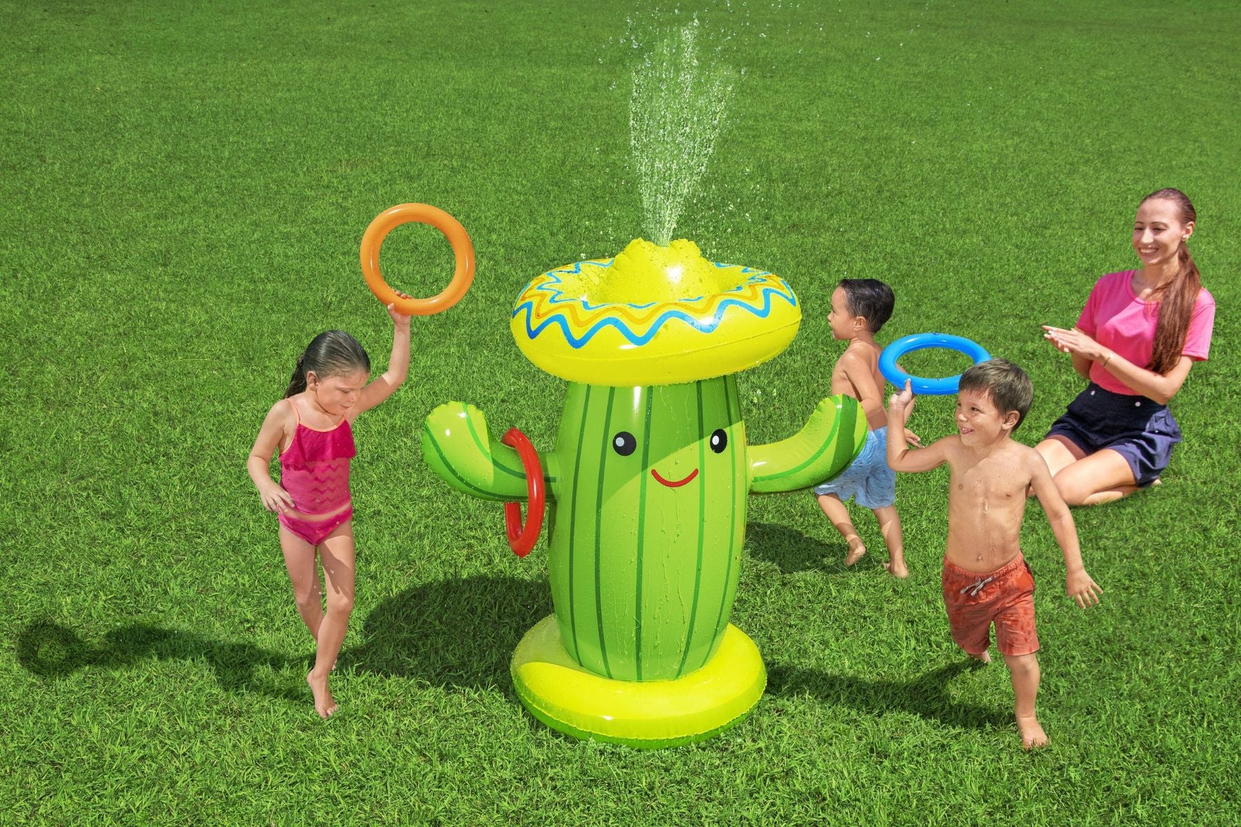 Inflatable Cacti Sprinkler, with Ring Toss