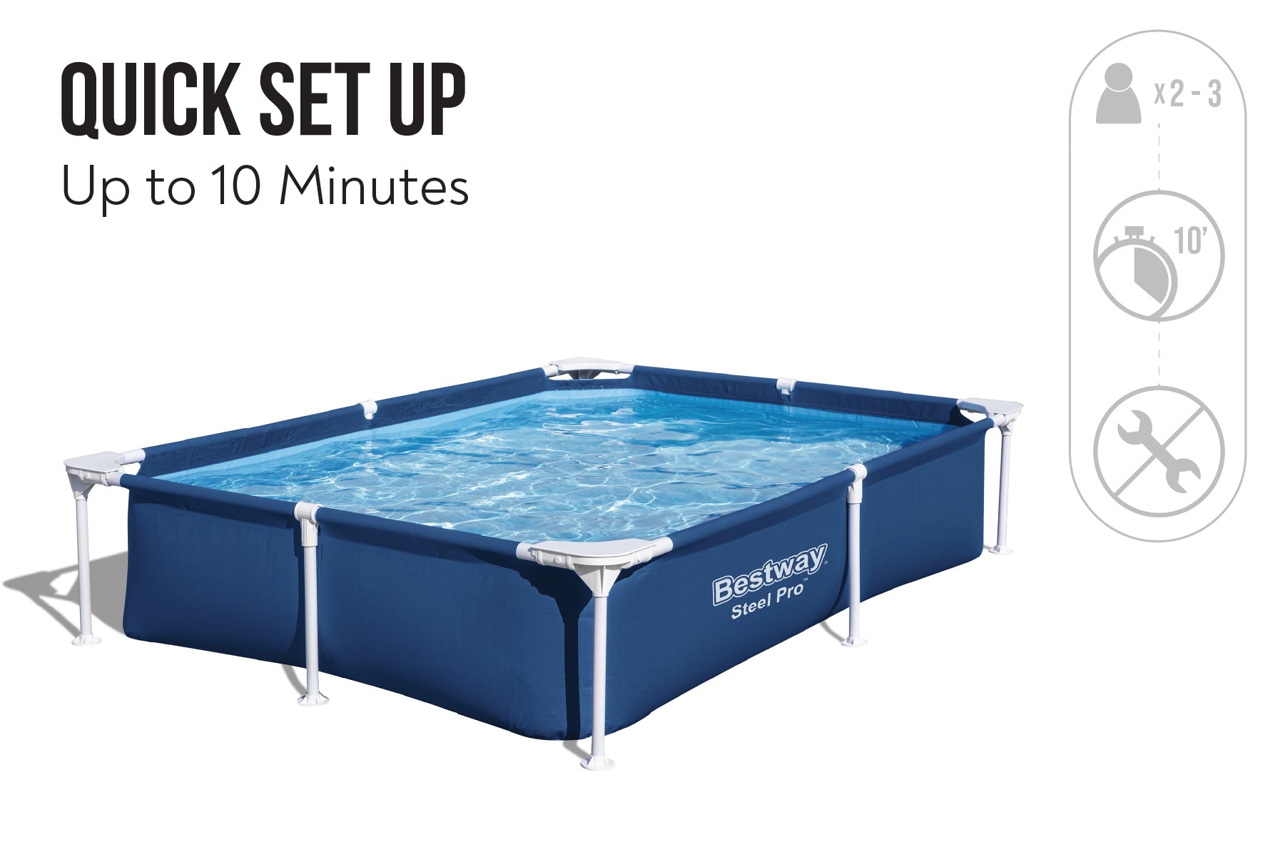 7.3ft x 17in Navy Blue Rectangle Steel Pro Above Ground Pool