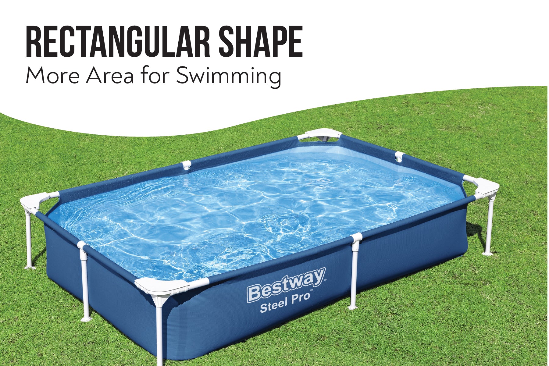 7.3ft x 17in Navy Blue Rectangle Steel Pro Above Ground Pool