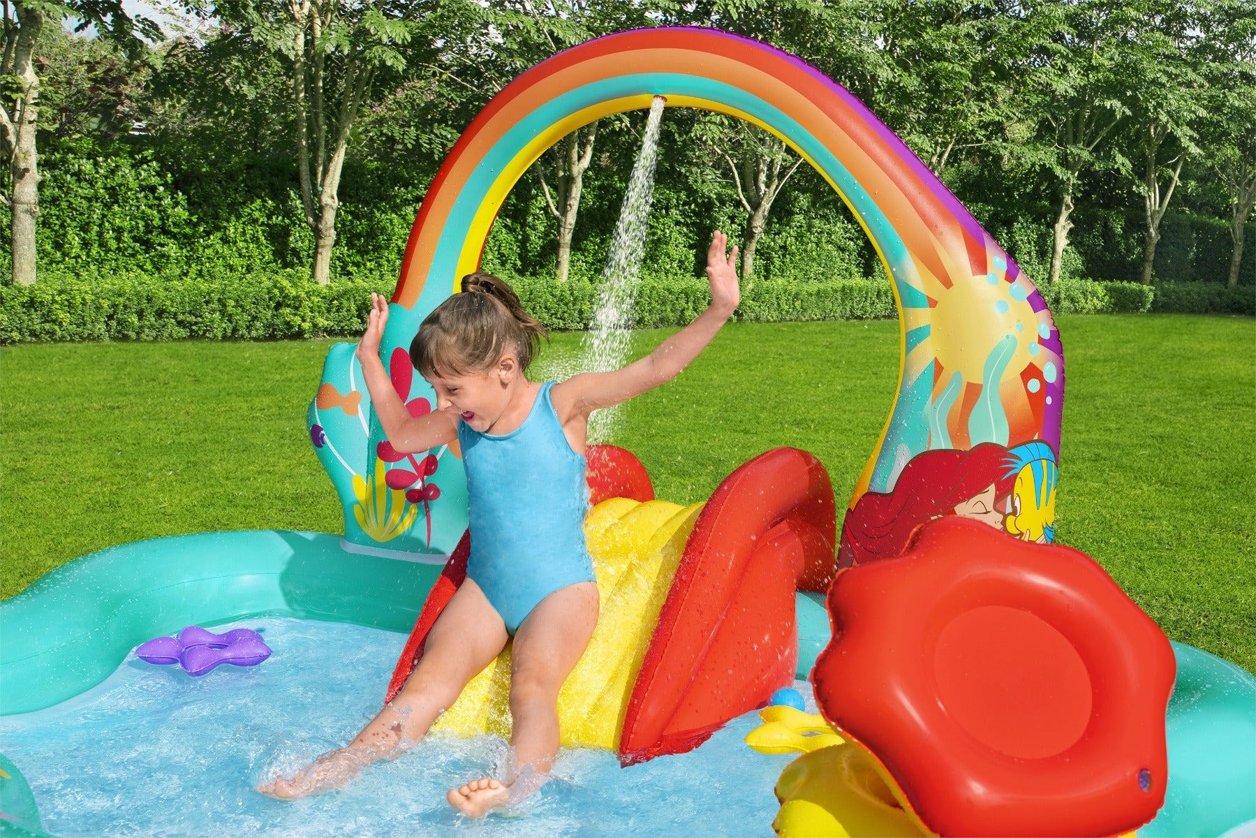 Little Mermaid Kids Inflatable Paddling Pool with Play Center