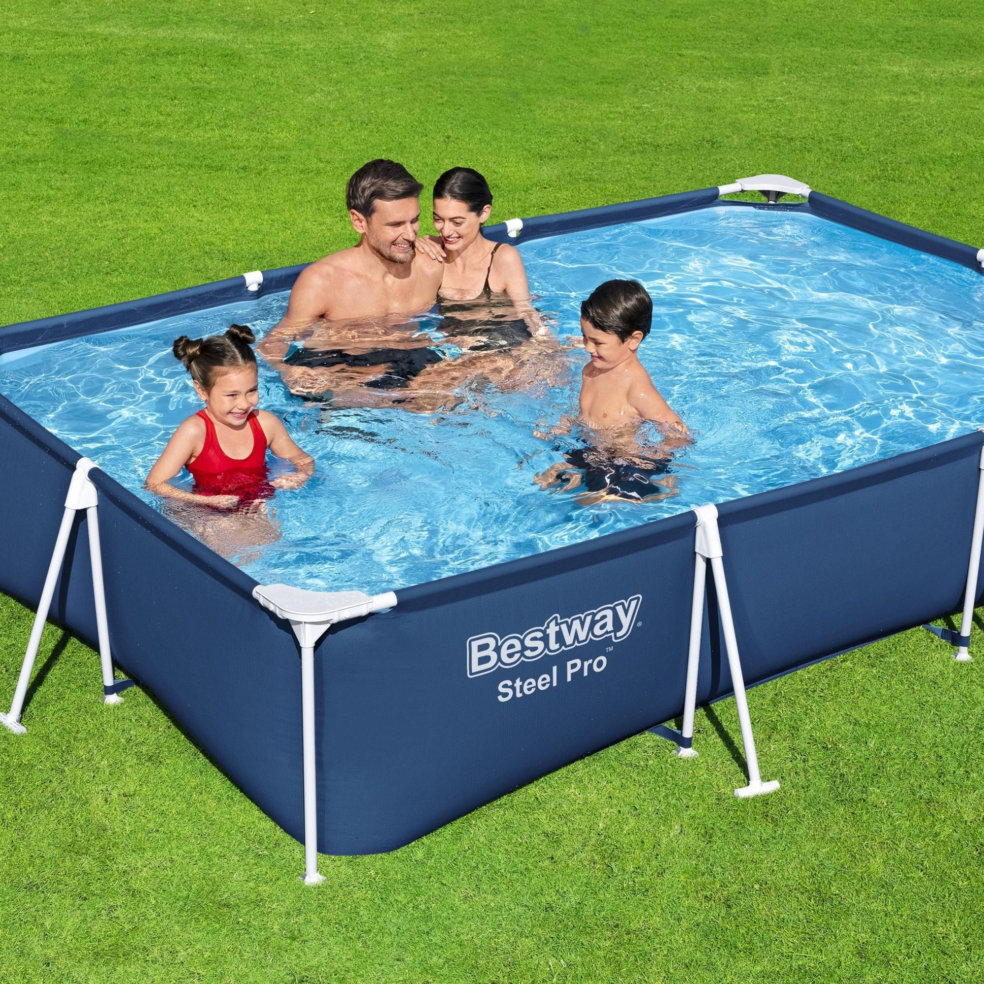 9.10ft x 26in Navy Blue Rectangle Steel Pro Above Ground Pool - Outlet