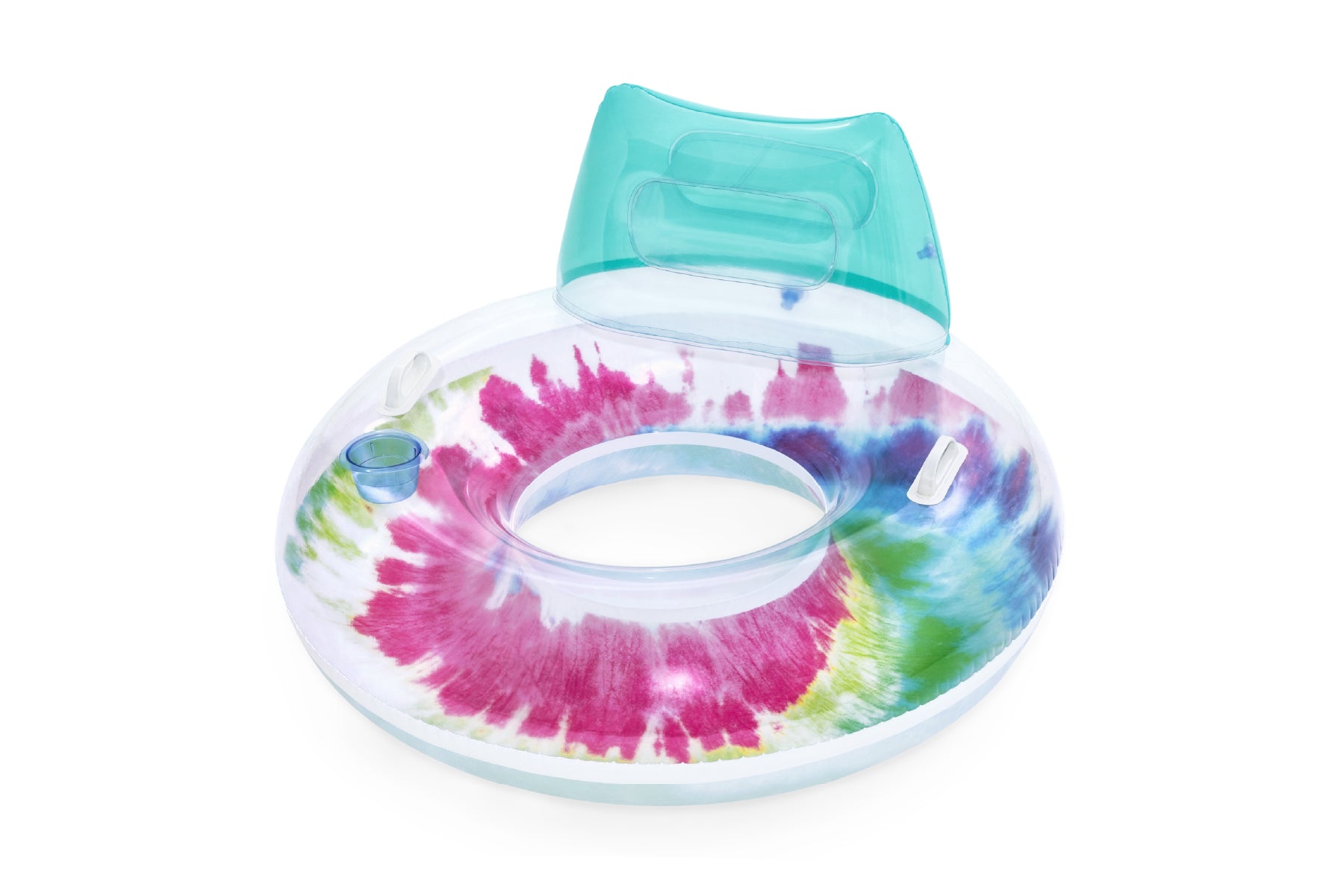 Inflatable Tie Dye Swim Ring, Pool Float with Backrest