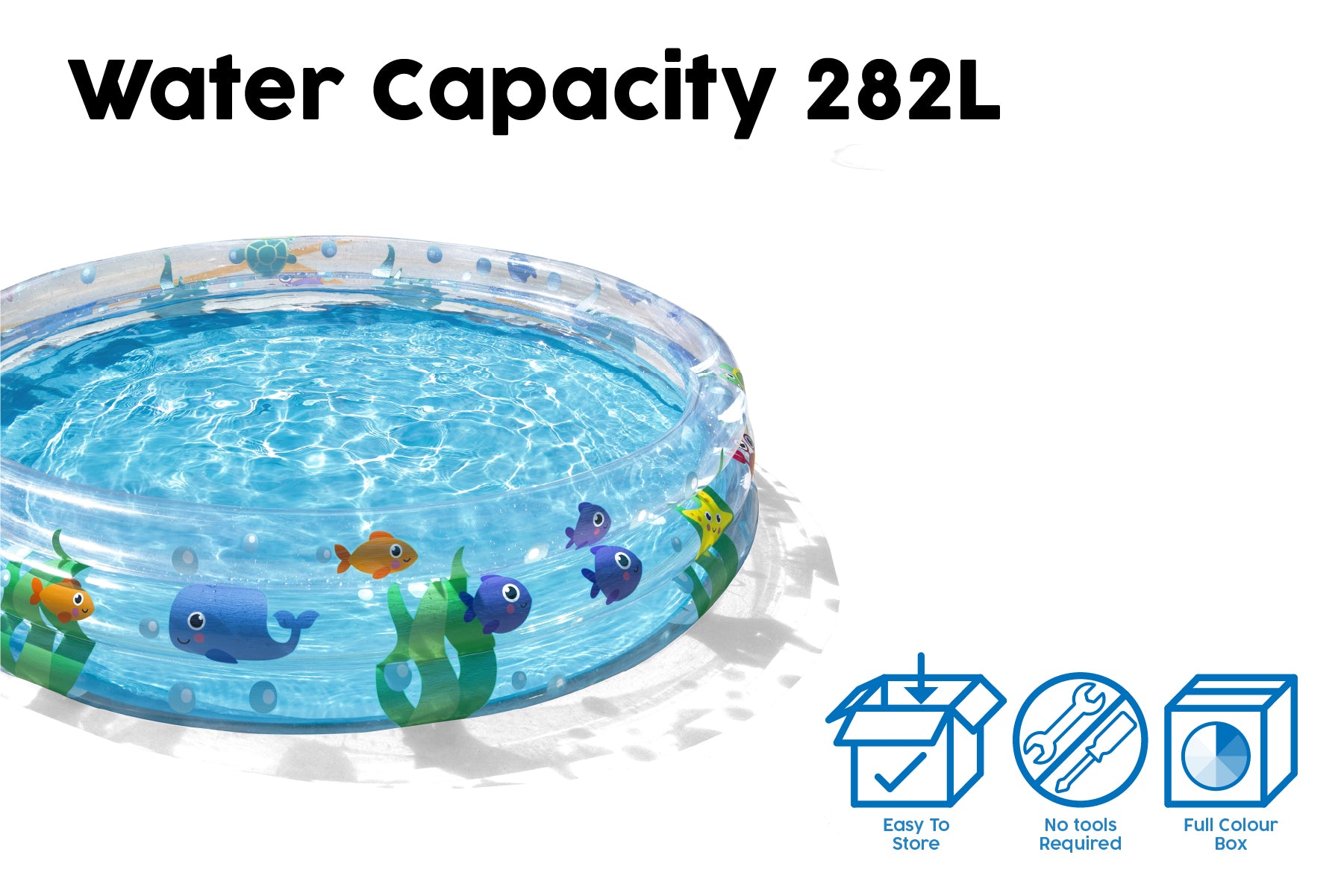 3-Ring Ocean Theme Kids Inflatable Paddling Pool