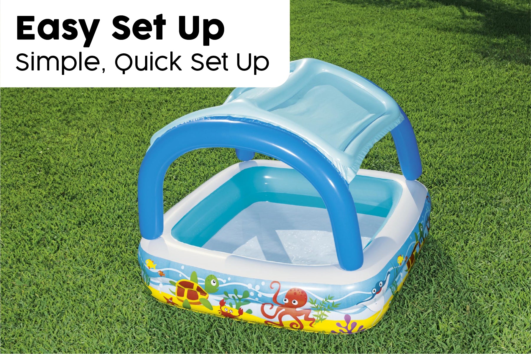 Kids Inflatable Paddling Pool, with Canopy - 58"