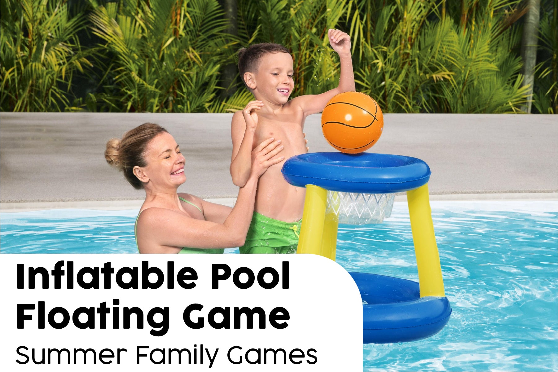 Inflatable Splash 'N Hoop Floating Basketball Pool Game Set