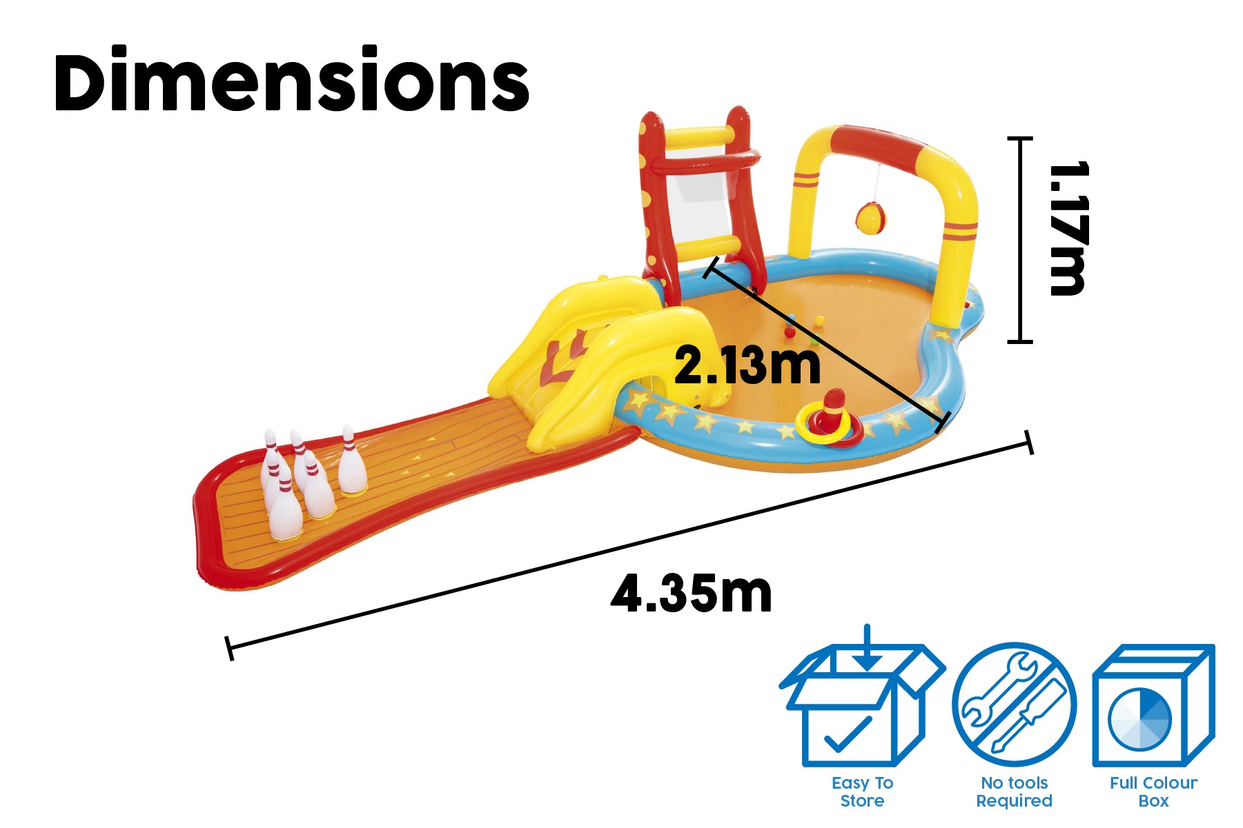 Kids Inflatable Lil' Champ Paddling Pool Water Play Centre, with Activities