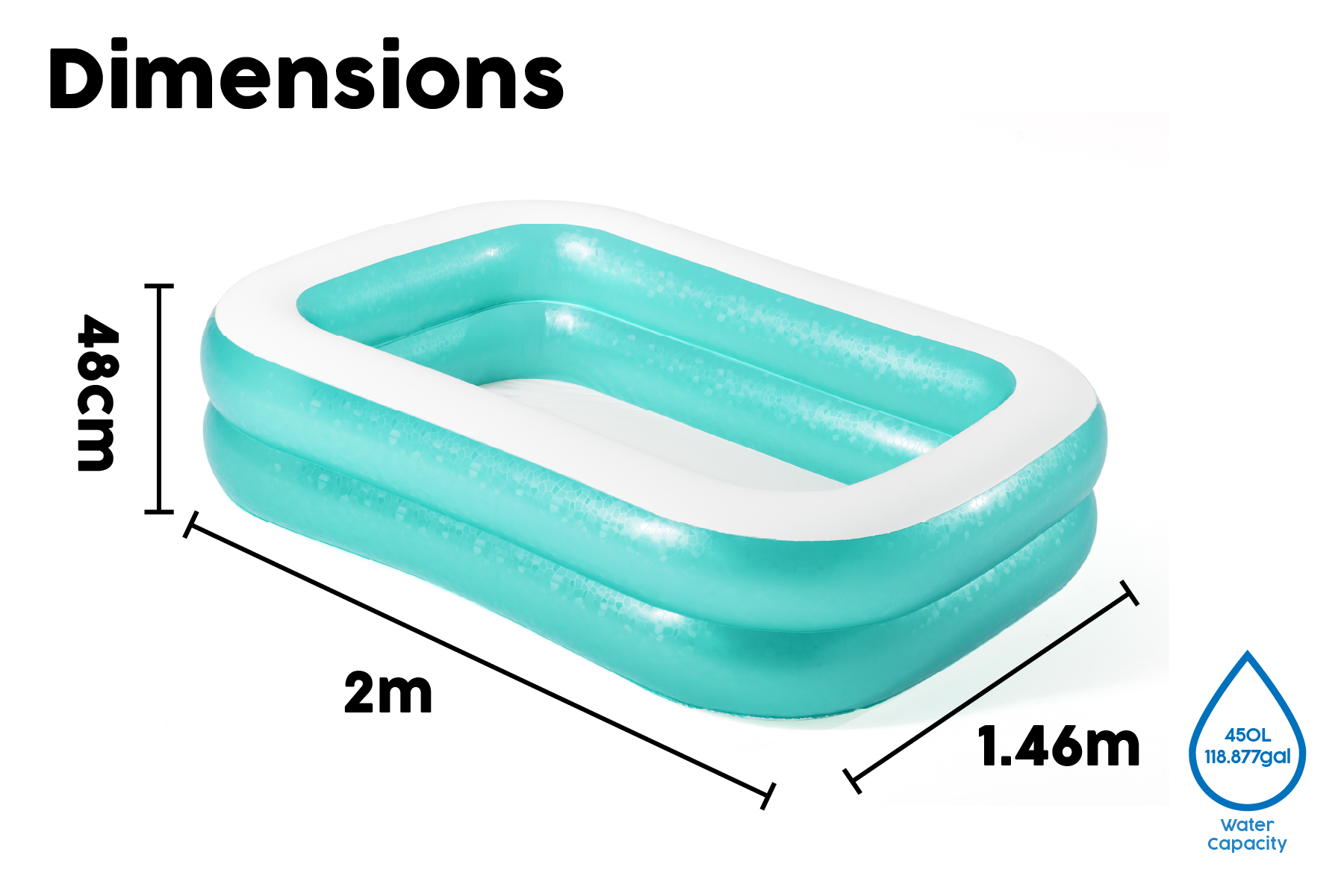 Family Rectangular Inflatable Swimming Pool