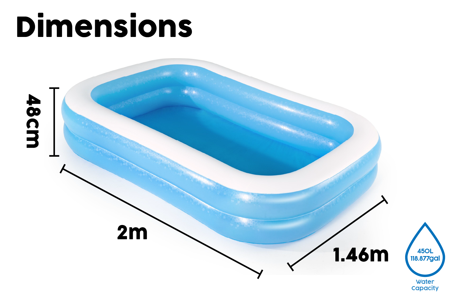 Inflatable Paddling Swimming Pool - 8.7ft