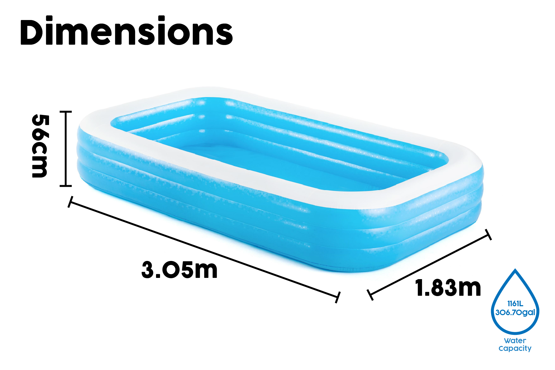 Inflatable Paddling Swimming Pool - 10ft