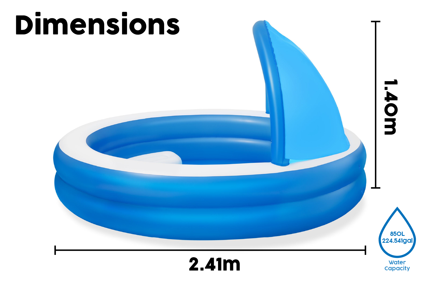 Kids Inflatable Paddling Pool with Canopy