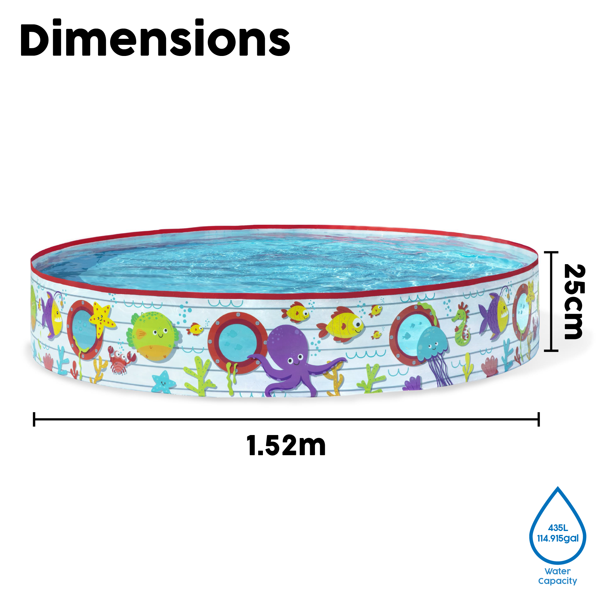 Coral Themed Kids Inflatable Paddling Pool