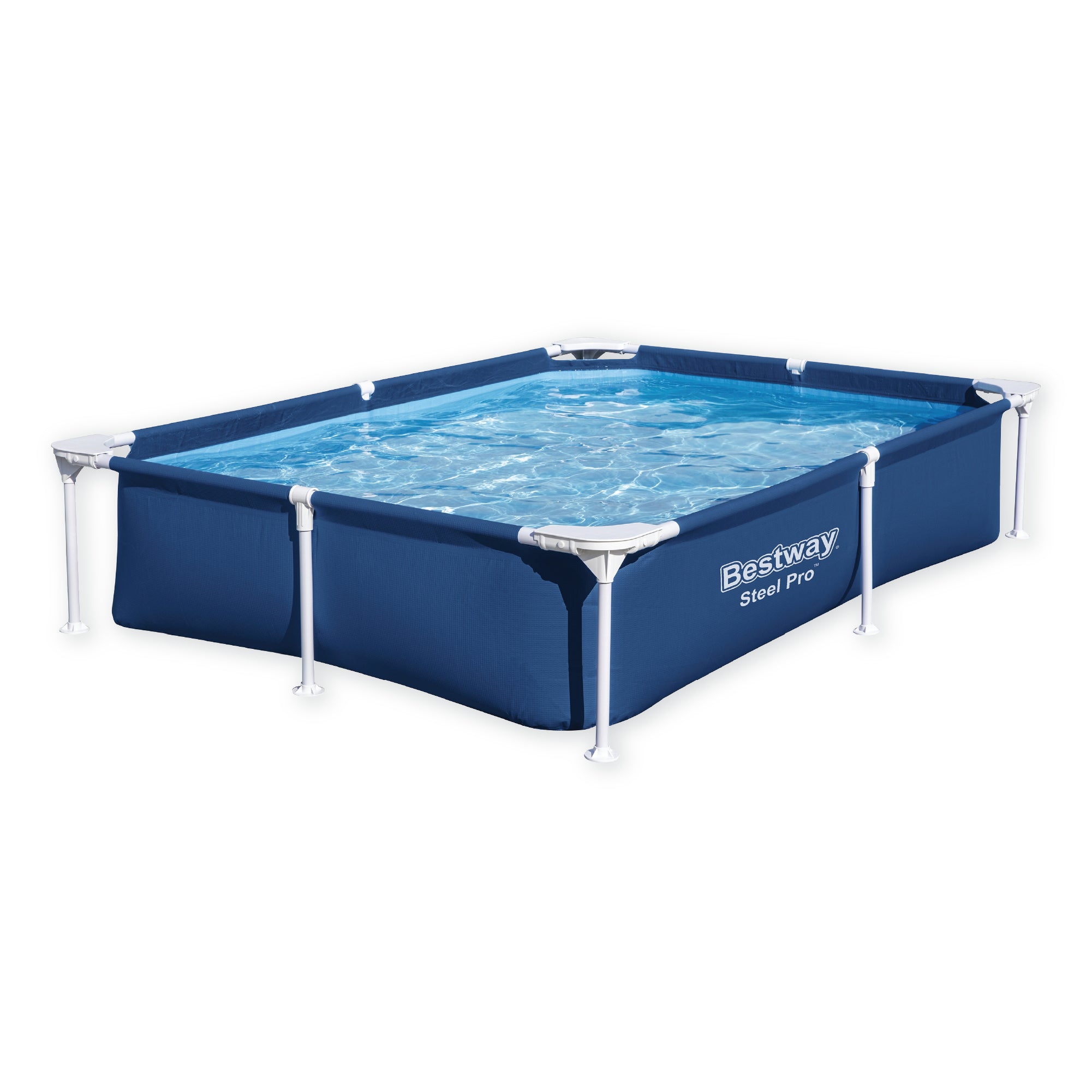 7.3ft x 17in Navy Blue Rectangle Steel Pro Above Ground Pool