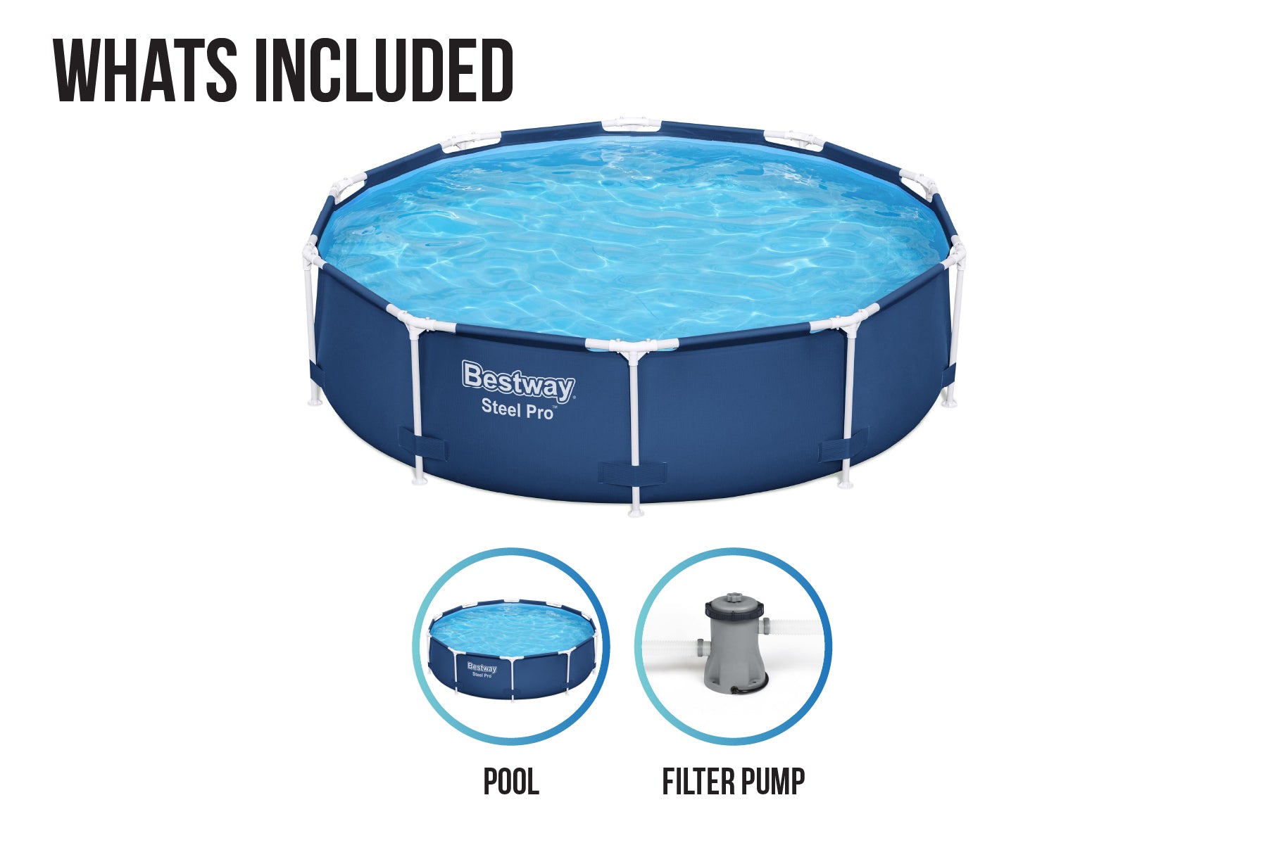 10ft x 30in Navy Blue Round Steel Pro Above Ground Pool Set - Outlet