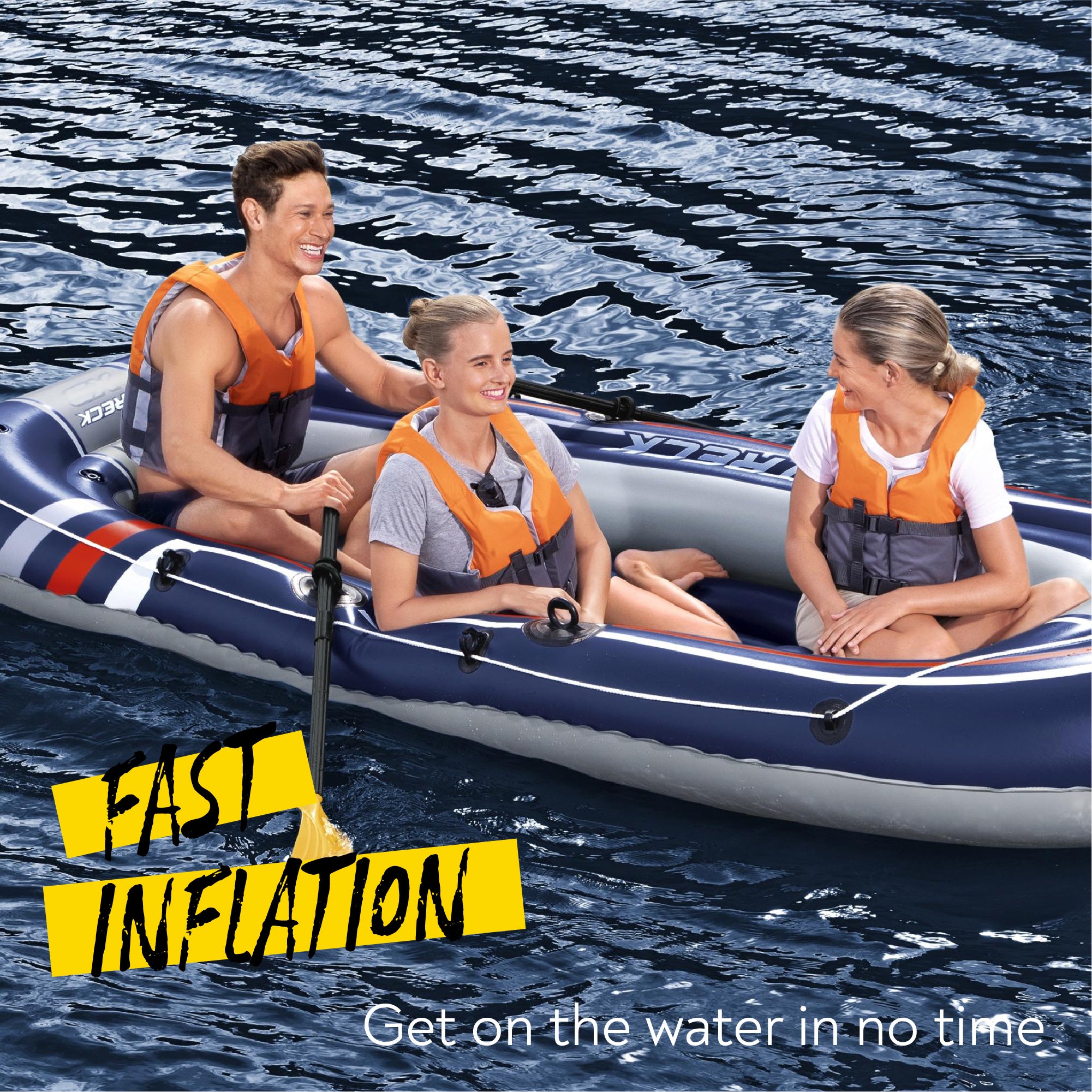 Hydro-Force 3 Person Inflatable Raft Set Treck X3