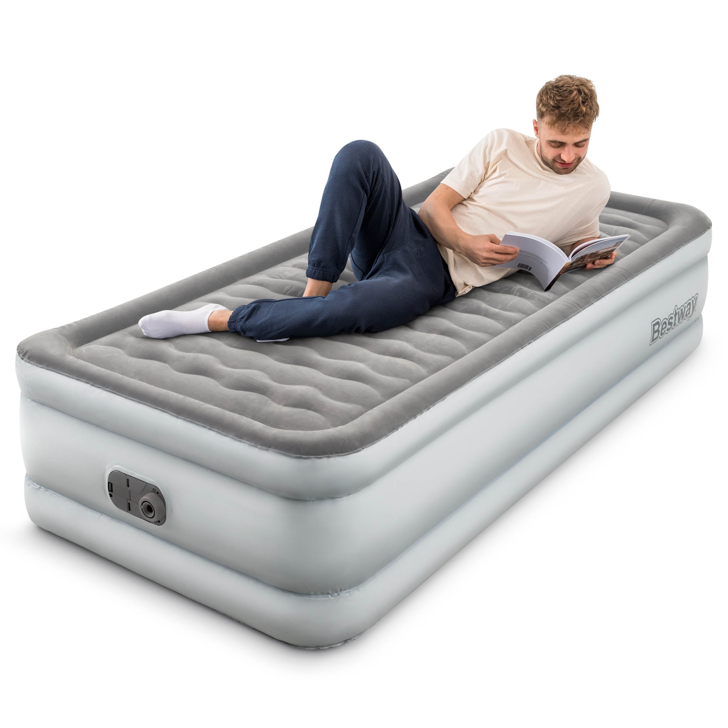 single airbed with built in pump