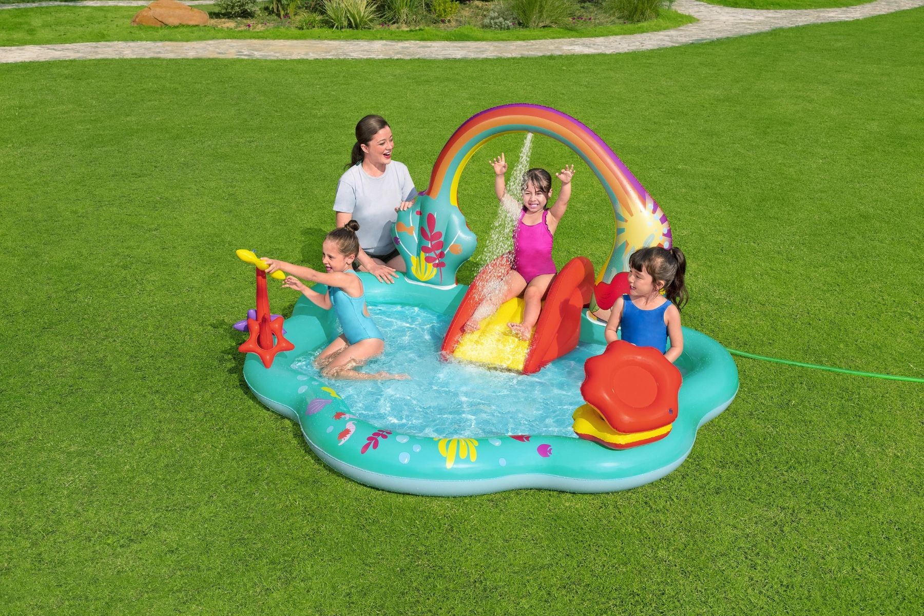 Little Mermaid Kids Inflatable Paddling Pool with Play Center