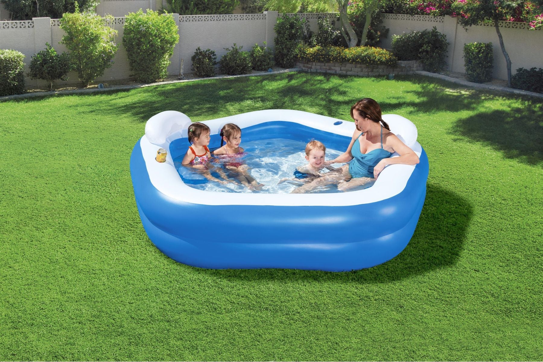 Family Inflatable Paddling Pool with Built-In Seats