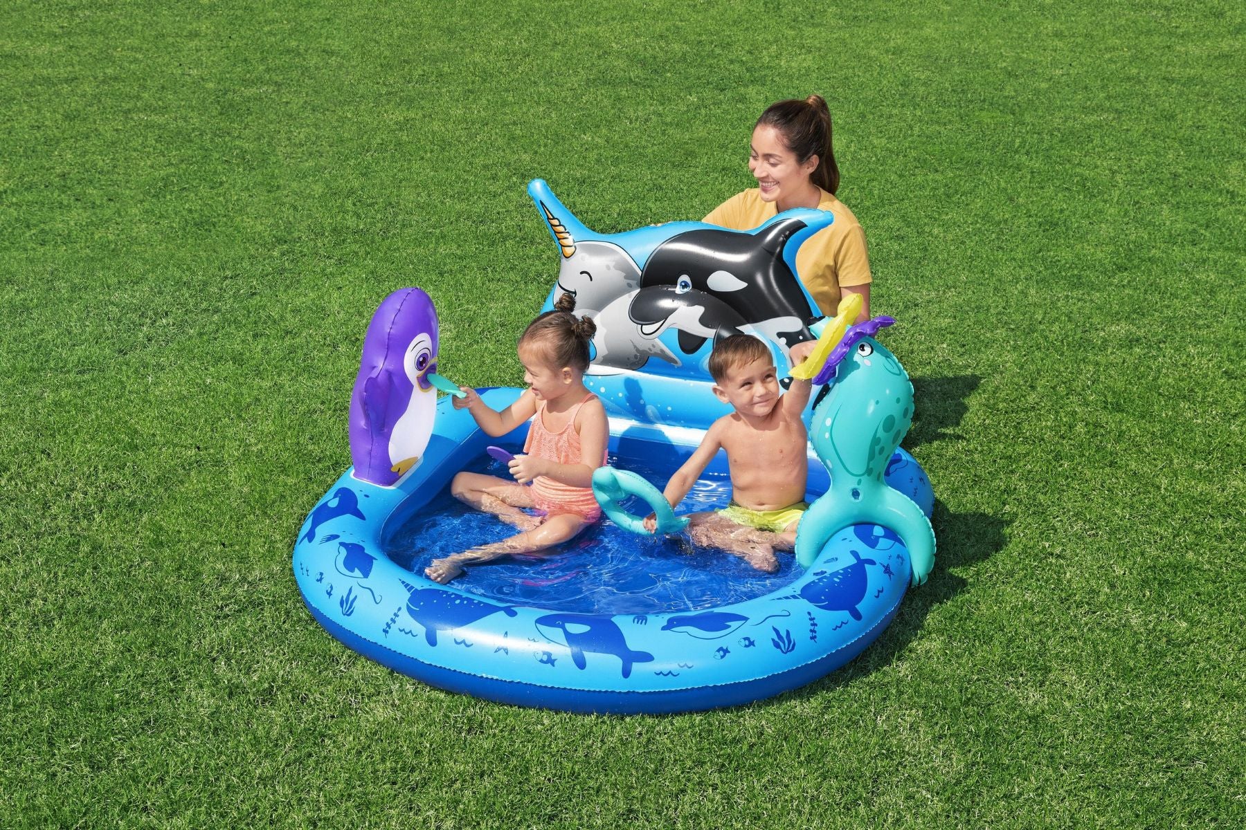 Polar Pals Kids Inflatable Paddling Pool with Play Center