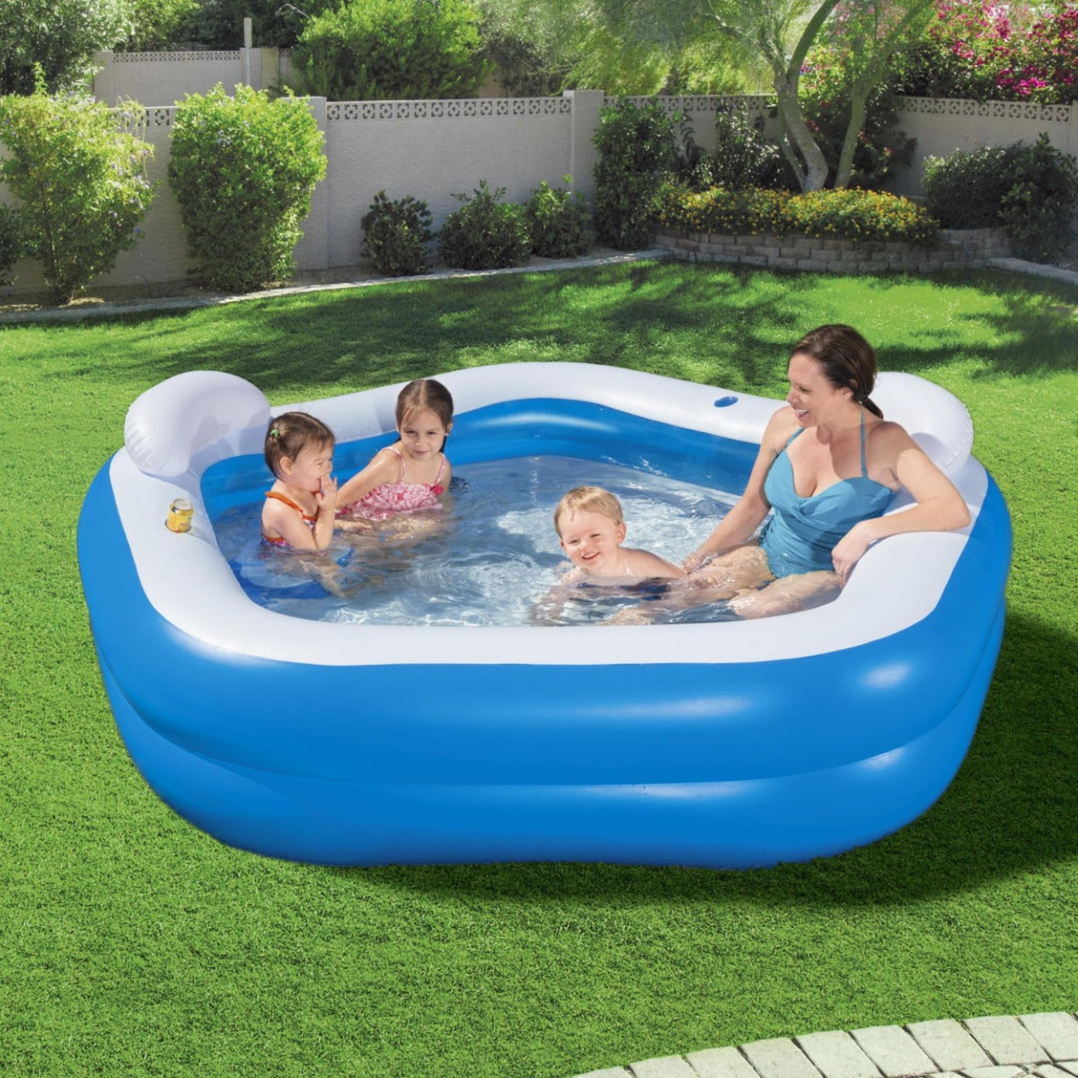 Family Inflatable Paddling Pool with Built-In Seats