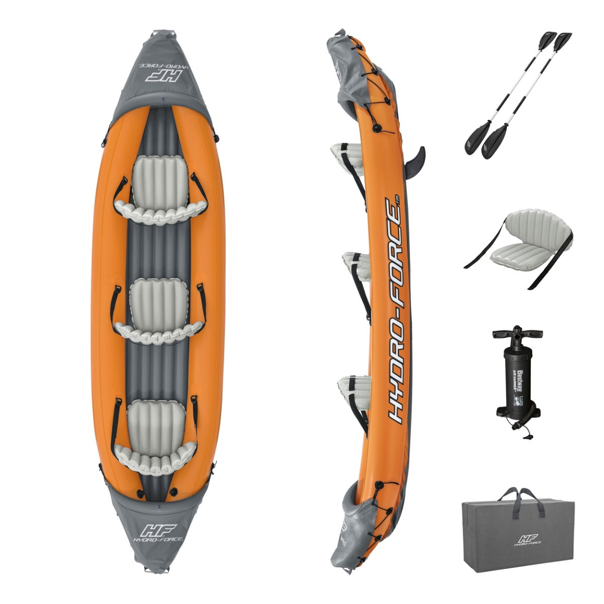 Hydro-Force 3 Person Inflatable Kayak Set - Rapid