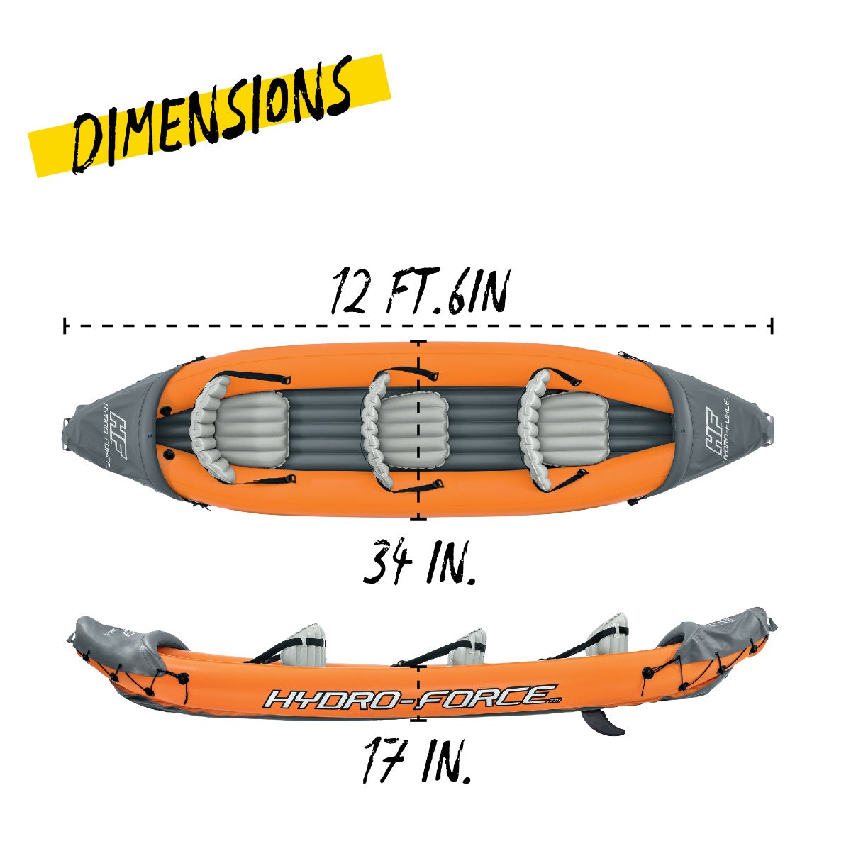 Hydro-Force 3 Person Inflatable Kayak Set - Rapid