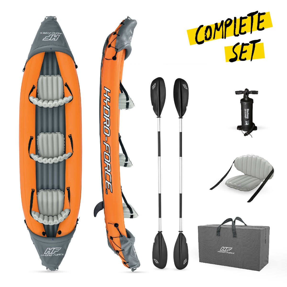 Hydro-Force 3 Person Inflatable Kayak Set - Rapid