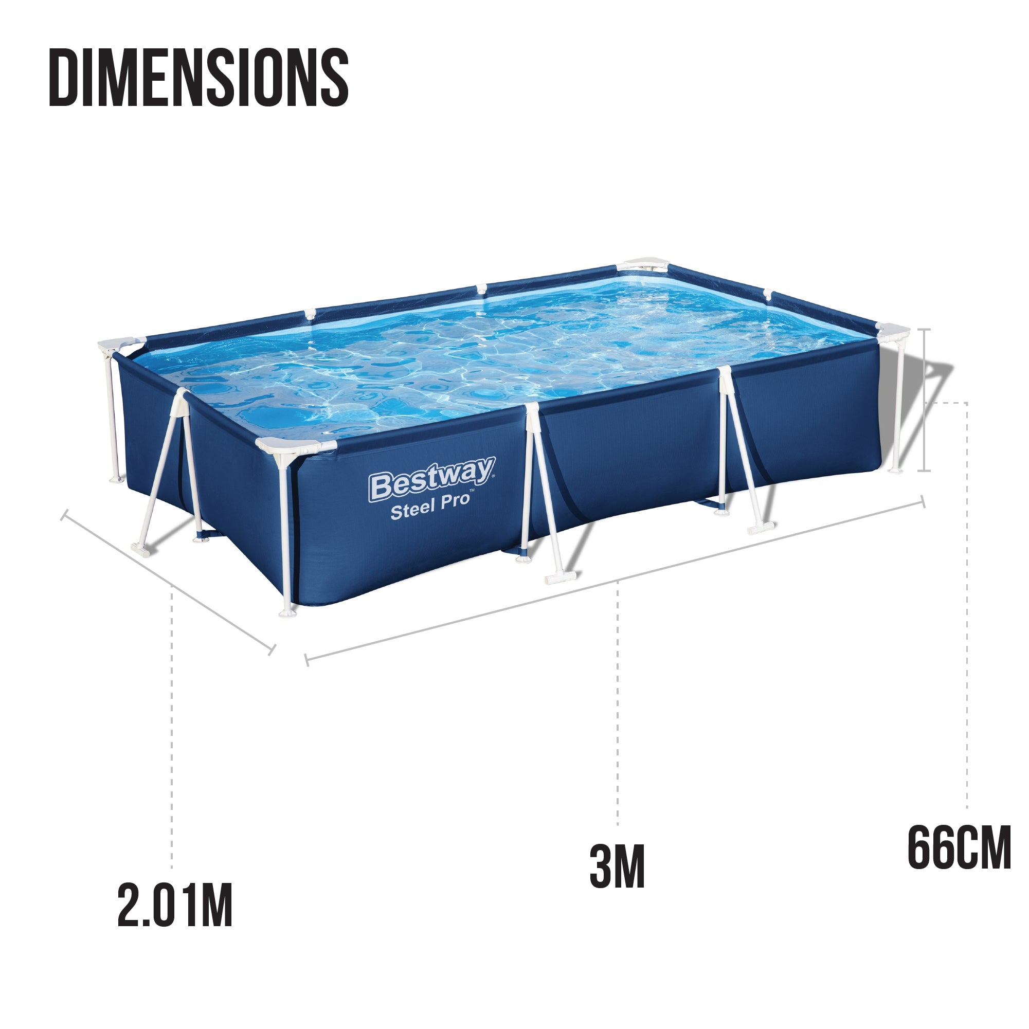 9.10ft x 26in Navy Blue Rectangle Steel Pro Above Ground Pool - Outlet